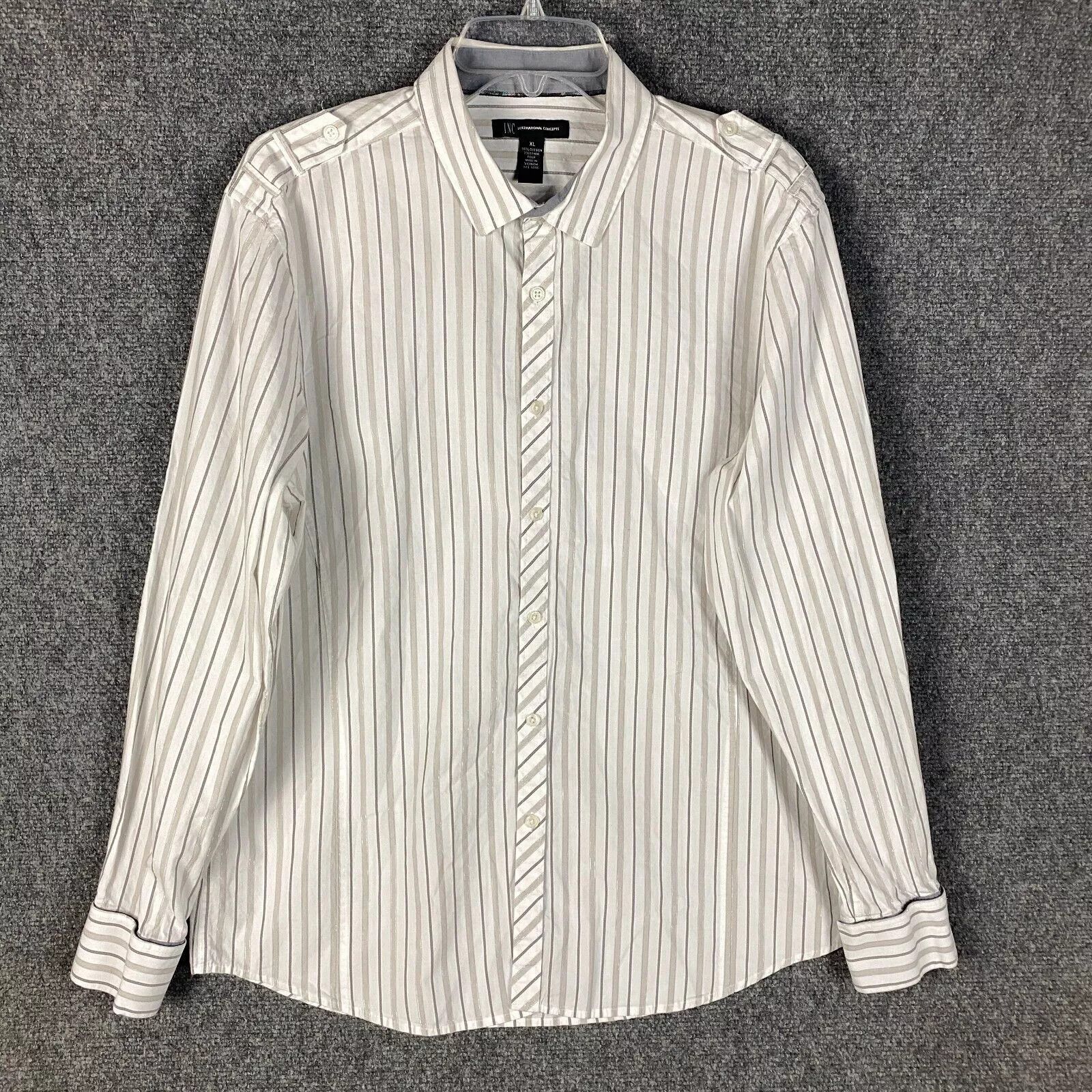 I.N.C INC International Concepts Button Up Shirt Men's XL Striped Size US XL / EU 56 / 4 - 1 Thumbnail