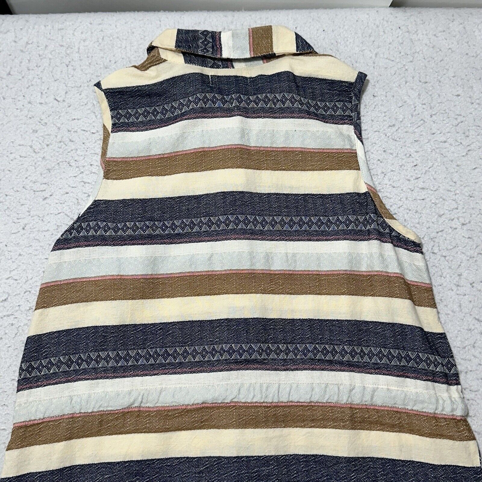 Other Mud Pie Medium A-Line Dress Cotton Textured Striped Collared Size M / US 6-8 / IT 42-44 - 11 Thumbnail