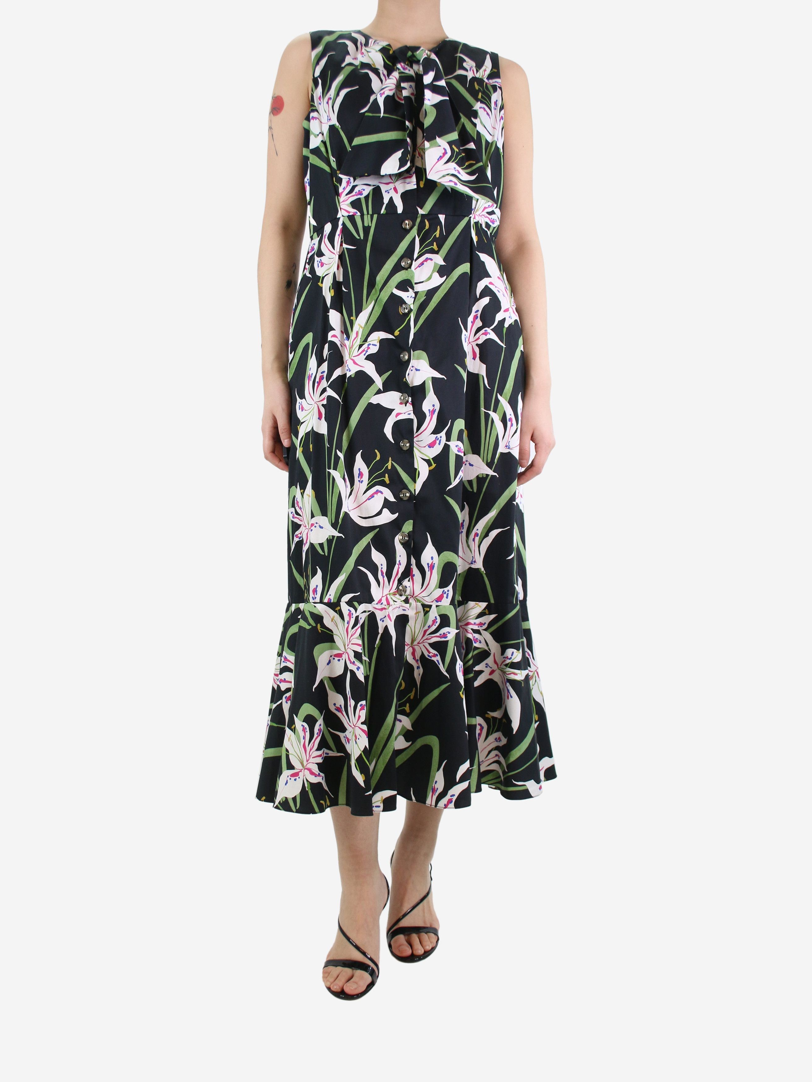 image of Borgo De Nor Black Sleeveless Floral Dress - Size Uk 14, Women's
