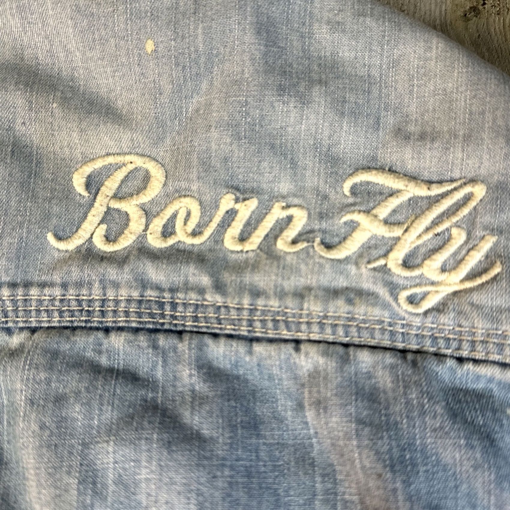 X-LARGE Bornfly Button-Up Denim Shirt XL Men Blue Long Sleeve Regular Fit X-Large Size US XL / EU 56 / 4 - 8 Thumbnail