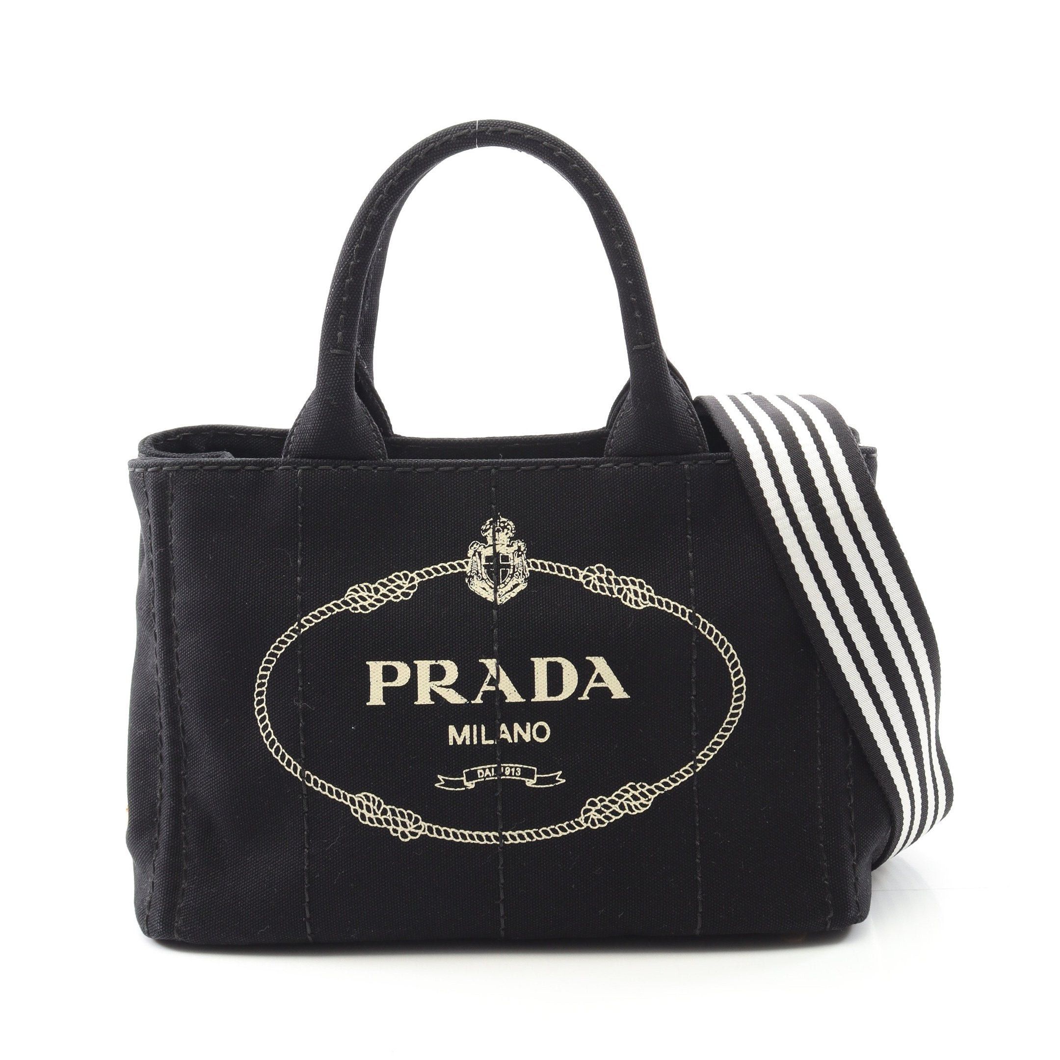 Prada Prada Canapa Kanapa Handbag Tote Bag Canvas Black Size ONE SIZE - 1 Thumbnail