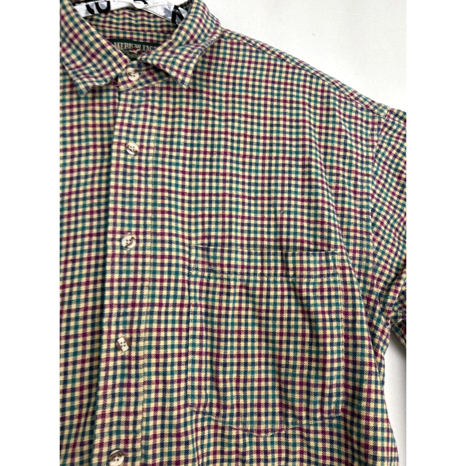 American Eagle Outfitters VINTAGE American Eagle Outfitters Shirt Mens L Flannel Button-Up Green Beige Red USA Size US L / EU 52-54 / 3 - 6 Thumbnail