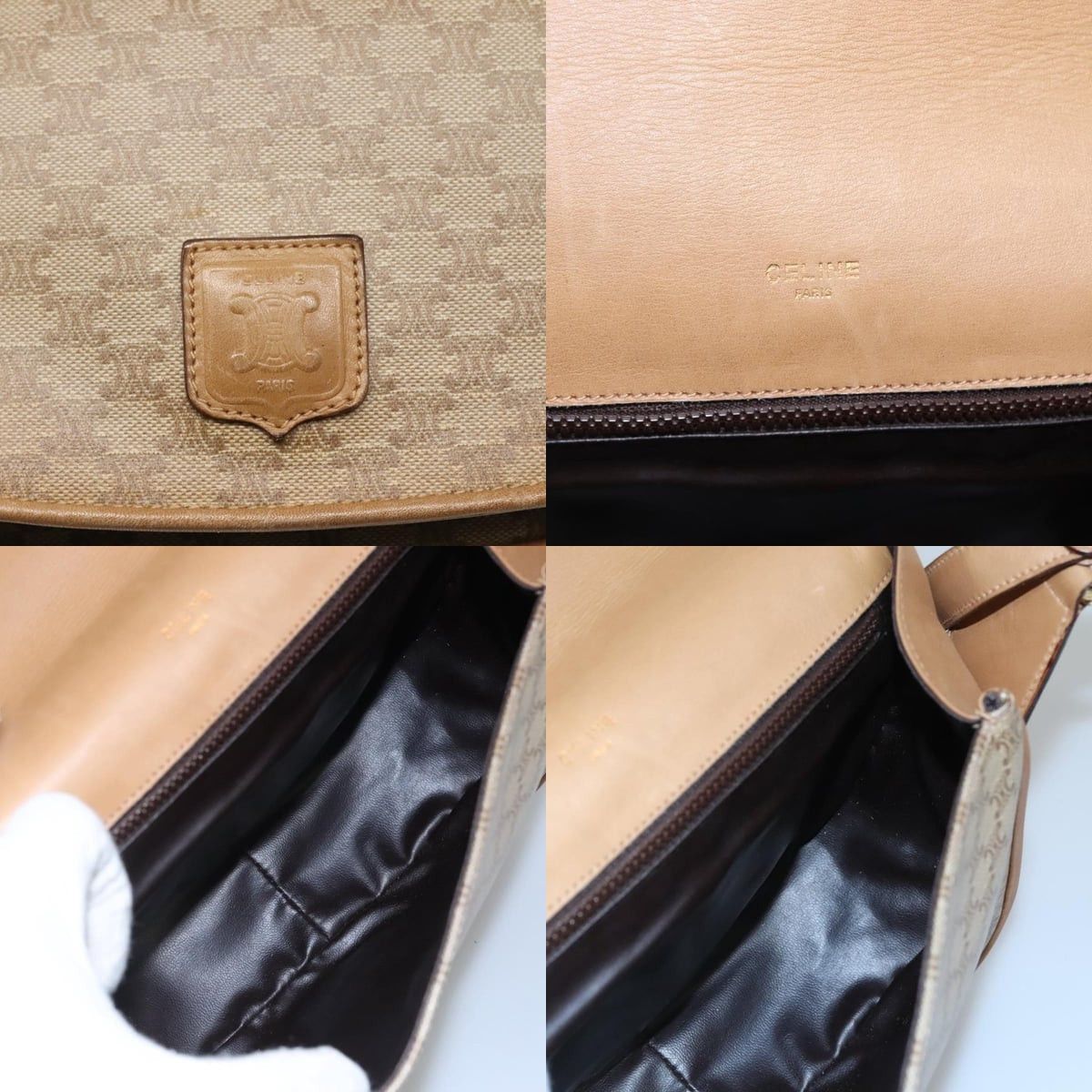 Celine CELINE Macadam Canvas Shoulder Bag Beige Size ONE SIZE - 11 Thumbnail