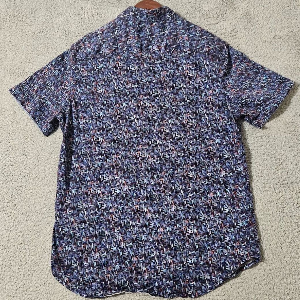 Robert Graham Robert Graham Geometric Short Sleeve Classic Fit Button Down Shirt Men's Large Blue Multicolor Size US 33 - 3 Thumbnail