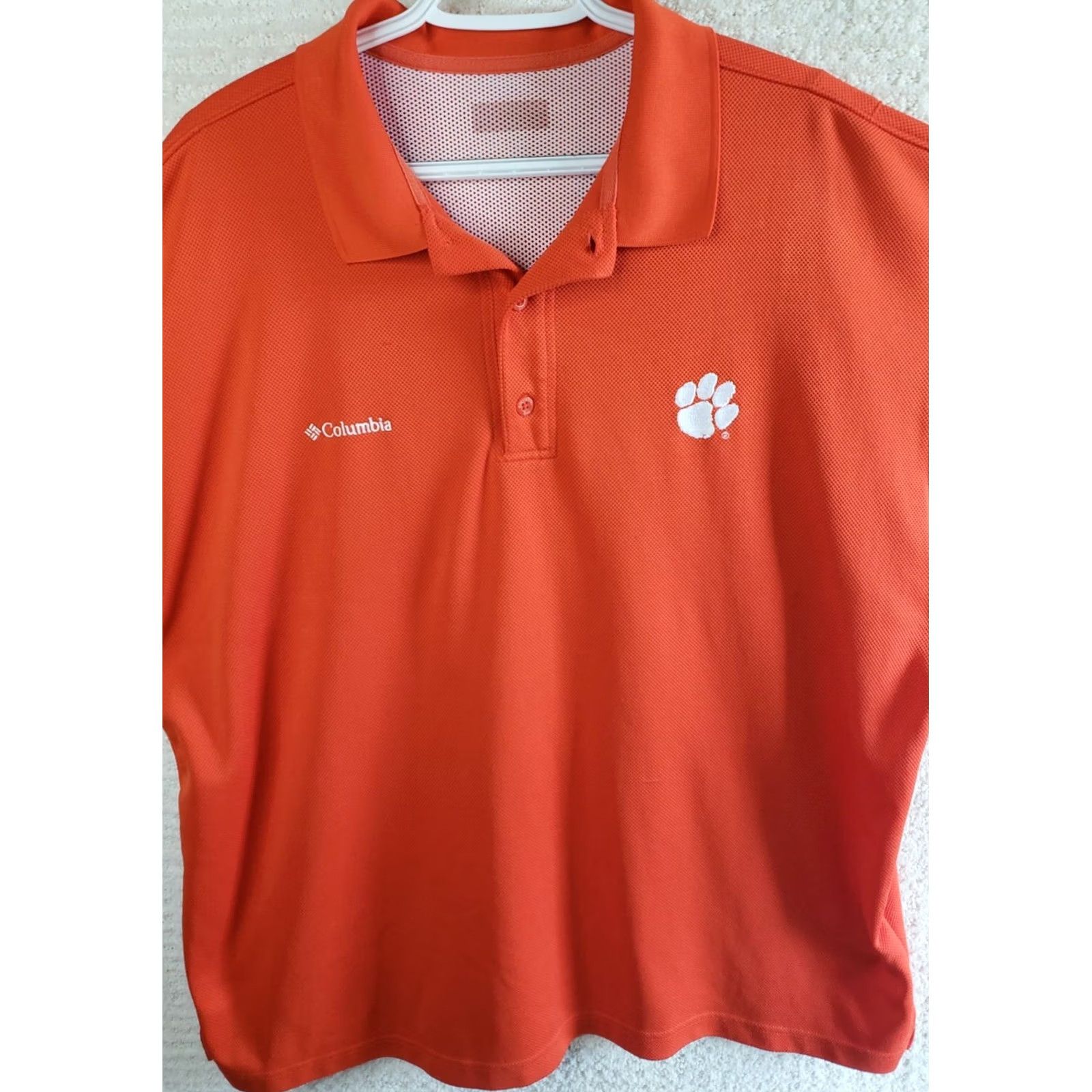 Vintage Columbia PFG Polo Shirt Orange CLEMSON Tigers Men's XL Polyester Size US XL / EU 56 / 4 - 2 Thumbnail