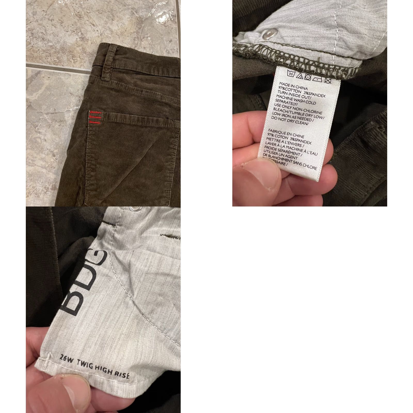 Bdg VINTAGE BDG Urban Outfitters Twig High Rise Corduroy Pants Green Womens 26W Skinny Straightened Size 26" / US 2 / IT 38 - 8 Thumbnail