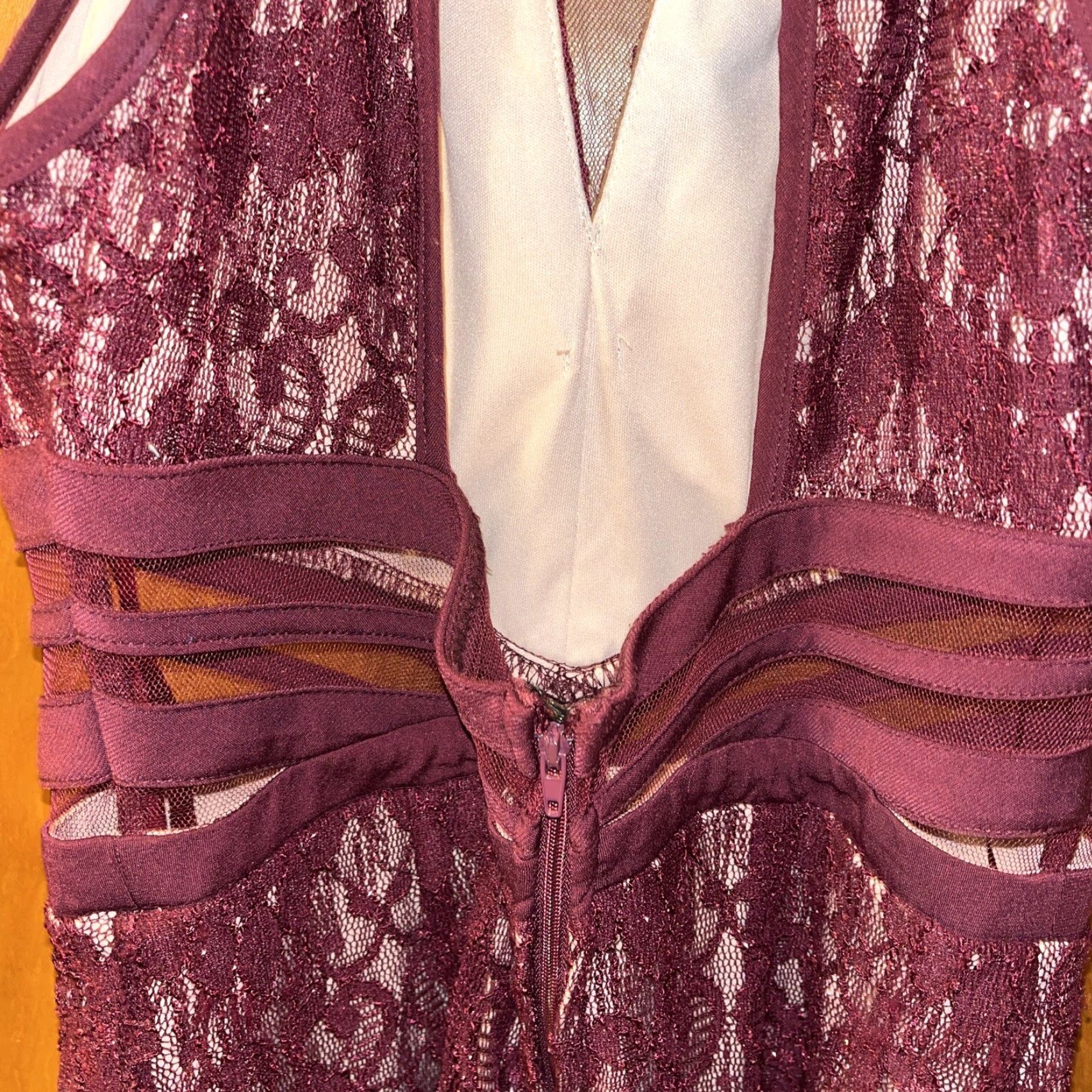 Vintage VINTAGE City Studio Burgundy Lace Club Dress Size 3 Women Short Sleeveless Halter Party Mini Size XS / US 0-2 / IT 36-38 - 7 Thumbnail