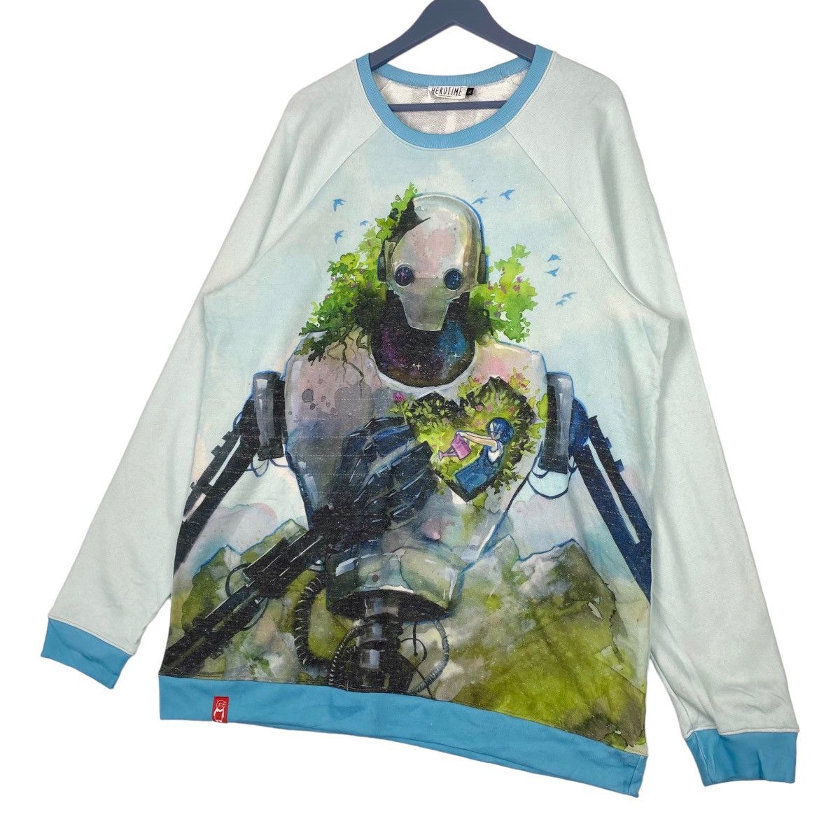 Vintage Vintage HeroTime Full Print Crewneck Sweatshirt Blue Size US XL / EU 56 / 4 - 2 Thumbnail