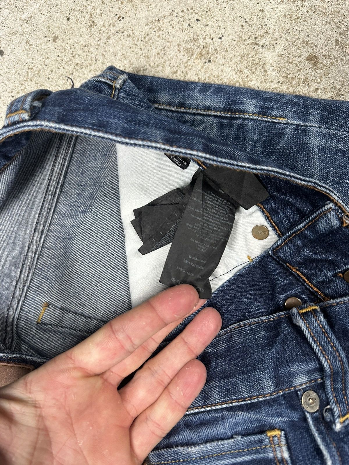 G-Star × Vintage Vintage Y2K G Star Raw 3301 Tapered Washed Denim Pants Jeans Size US 30 / EU 46 - 10 Thumbnail
