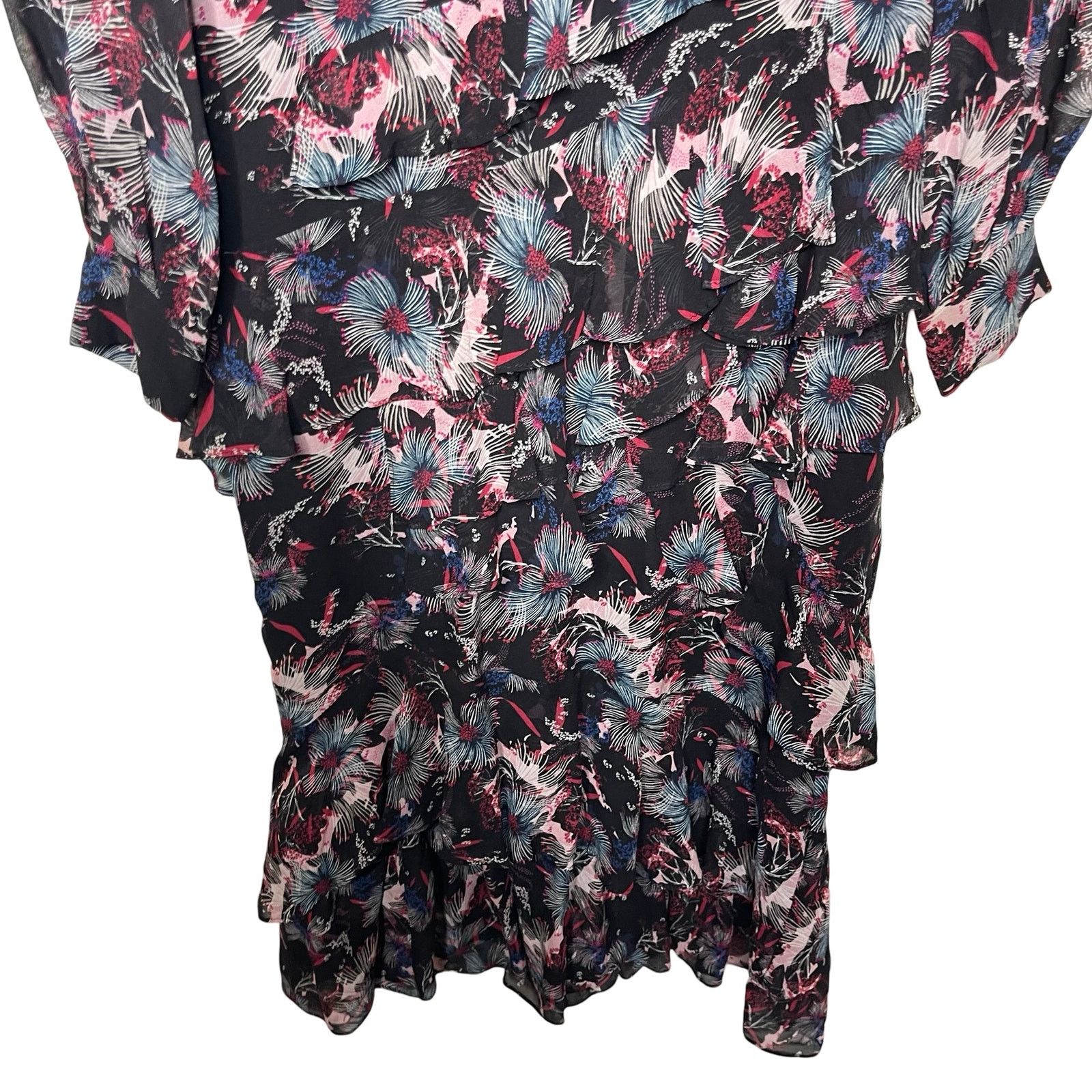 Other SALONI Abstracted Ruffle Floral Midi Silk Dress sz 2 Size XS / US 0-2 / IT 36-38 - 6 Thumbnail