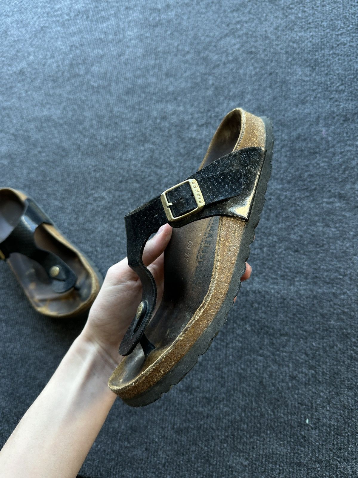 Birkenstock 🚨Vintage Birkenstock 38 black gold Luxe Sandals rare slides Size US 8 / IT 38 - 9 Thumbnail