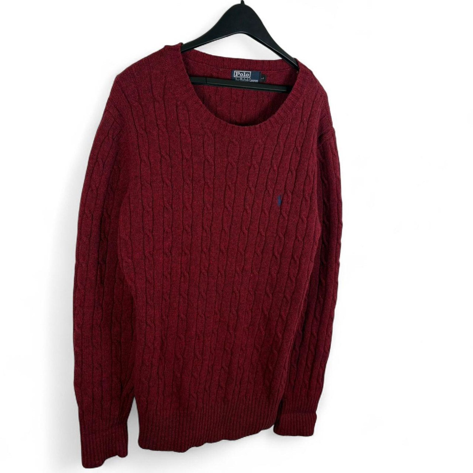 Polo Ralph Lauren Polo ralph lauren vintage burgundy cable knit wool sweater Size US L / EU 52-54 / 3 - 2 Thumbnail