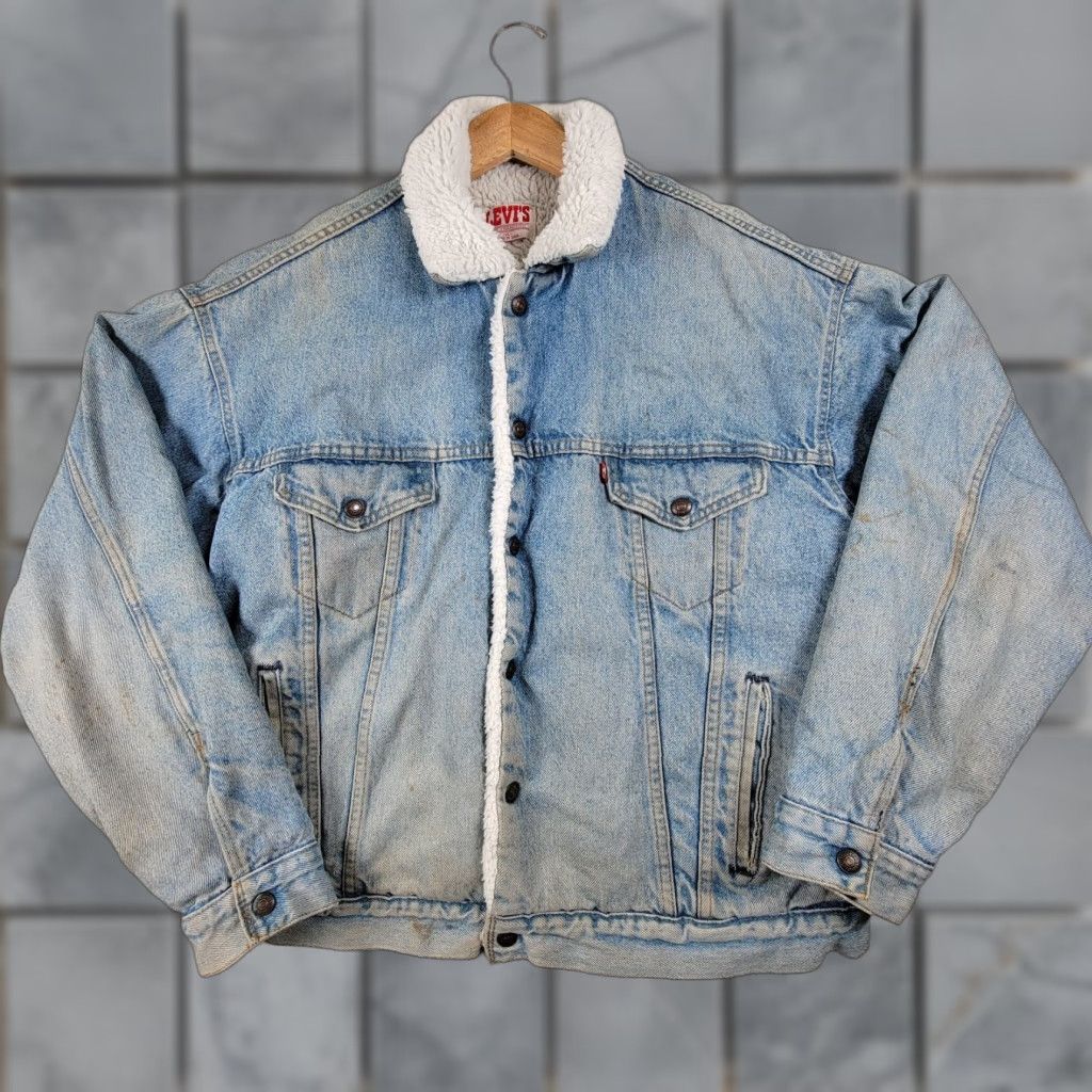 Levi's VINTAGE Levi's 527 Jacket Men XL Denim Blue Sherpa Lined USA 80s Bomber Jacket Mid-Length Regular Fit Size US XL / EU 56 / 4 - 1 Thumbnail