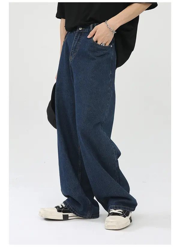 Japanese Brand Dark blue Japanese retro loose casual washed straight jeans Size US 32 / EU 48 - 4 Thumbnail