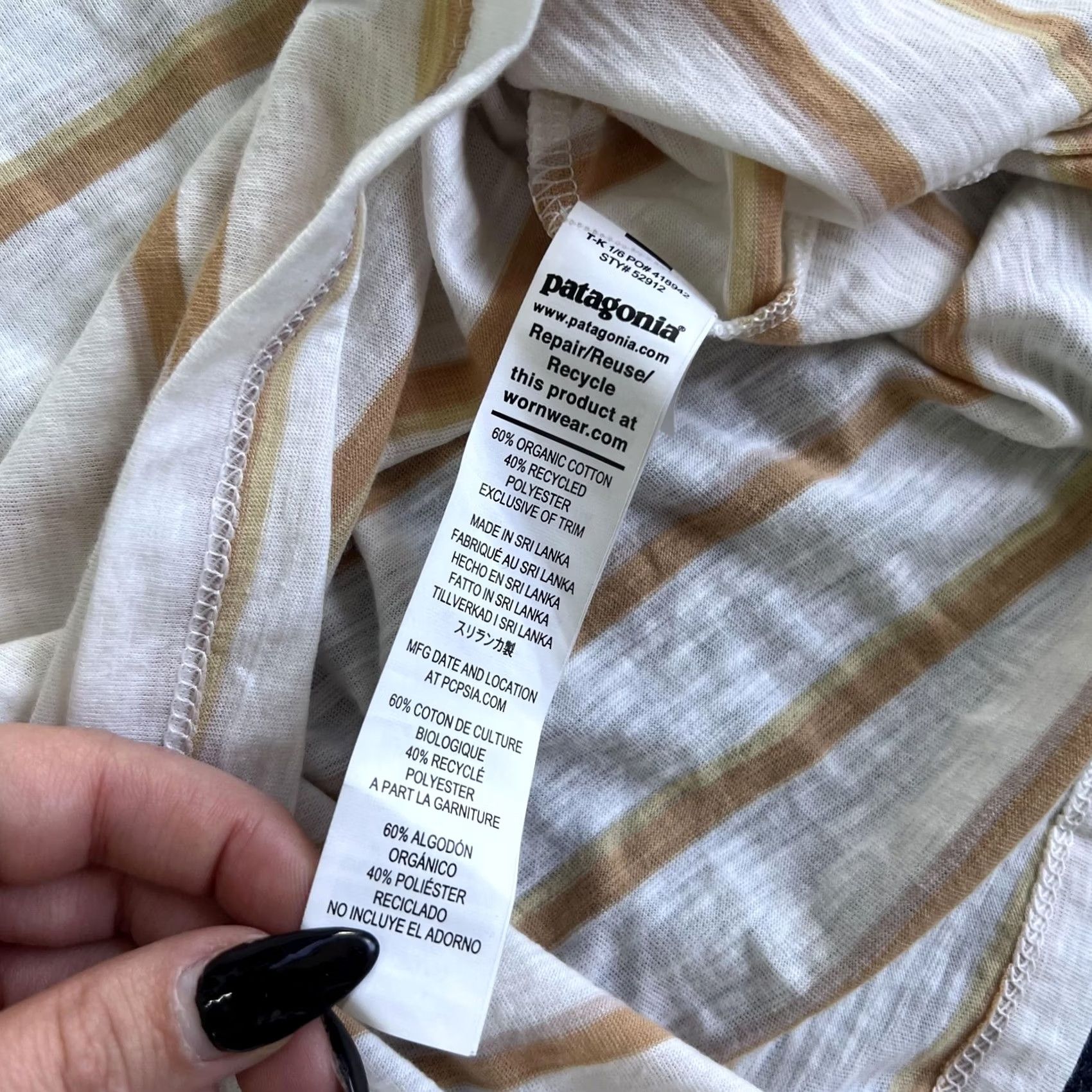 Patagonia Patagonia Womens Small White Brown Stripe Organic Cotton Tank Top Size S / US 4 / IT 40 - 4 Thumbnail