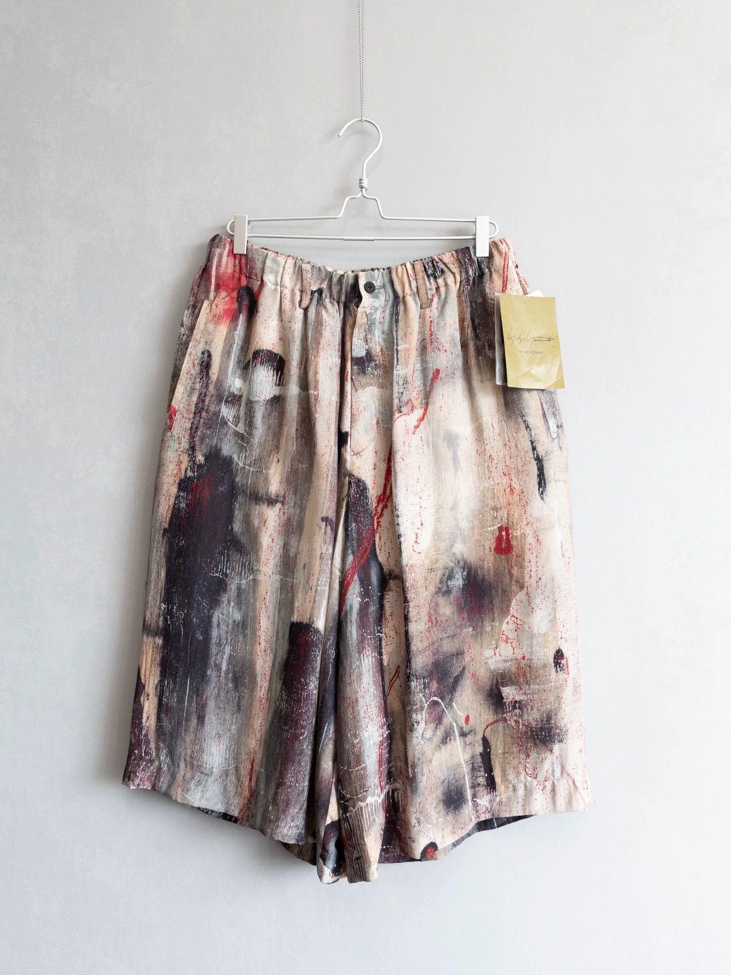 Yohji Yamamoto Yohji Yamamoto 21AW Silk Paint-Splatter Short Hakama Pants Size US 34 / EU 50 - 1 Thumbnail