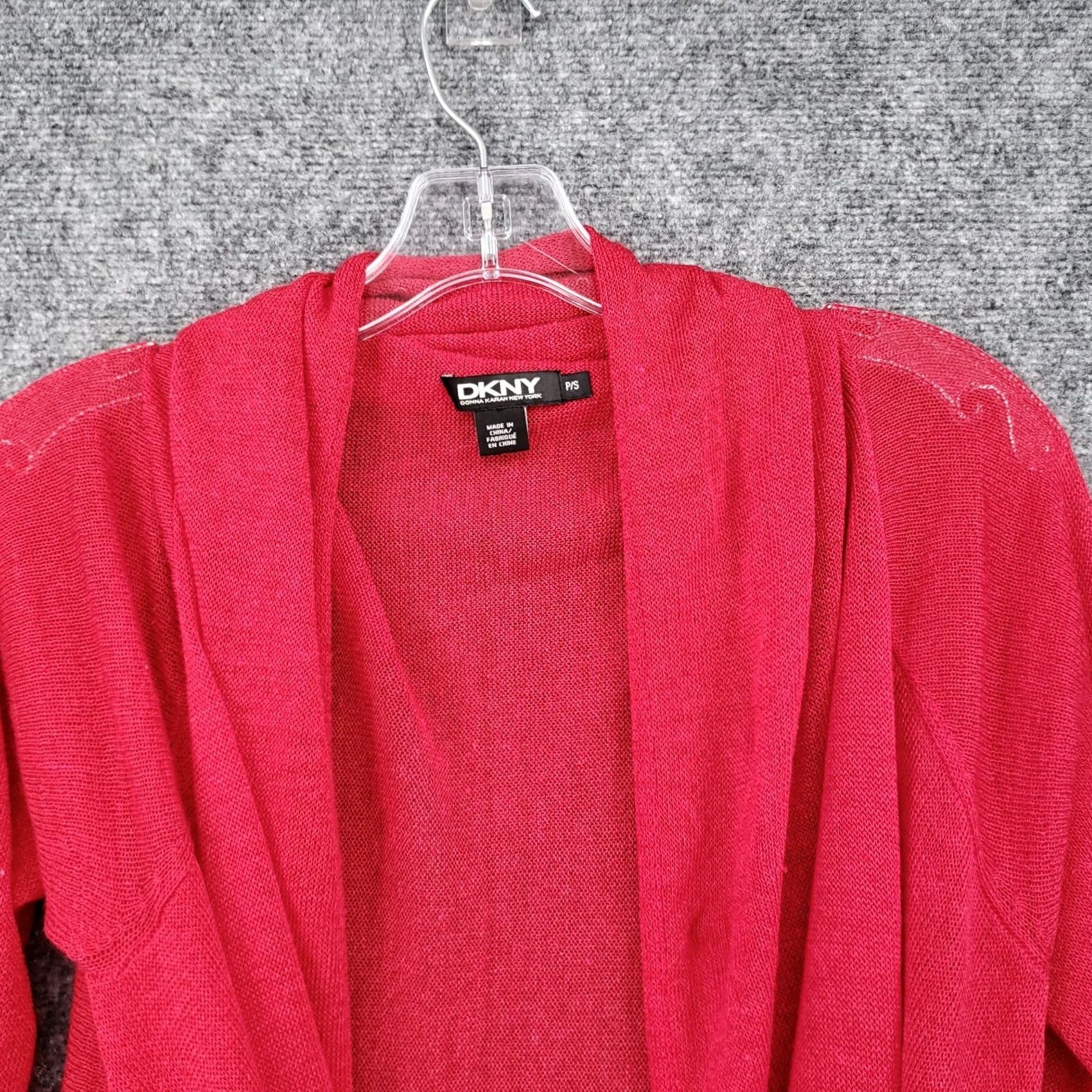 DKNY DKNY Sweater Womens S Red Cardigan Knit Open Front Size S / US 4 / IT 40 - 2 Thumbnail