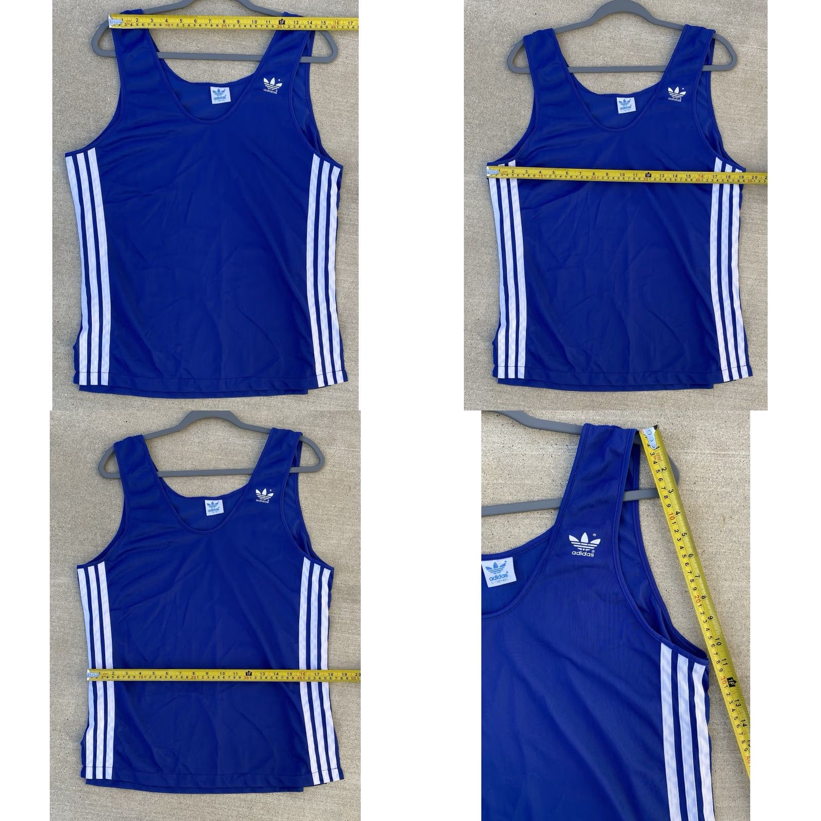 Adidas VINTAGE Adidas Tank Top Polyester Thin Sheer Trefoil Logo Blue White Stripes L Size US L / EU 52-54 / 3 - 11 Thumbnail