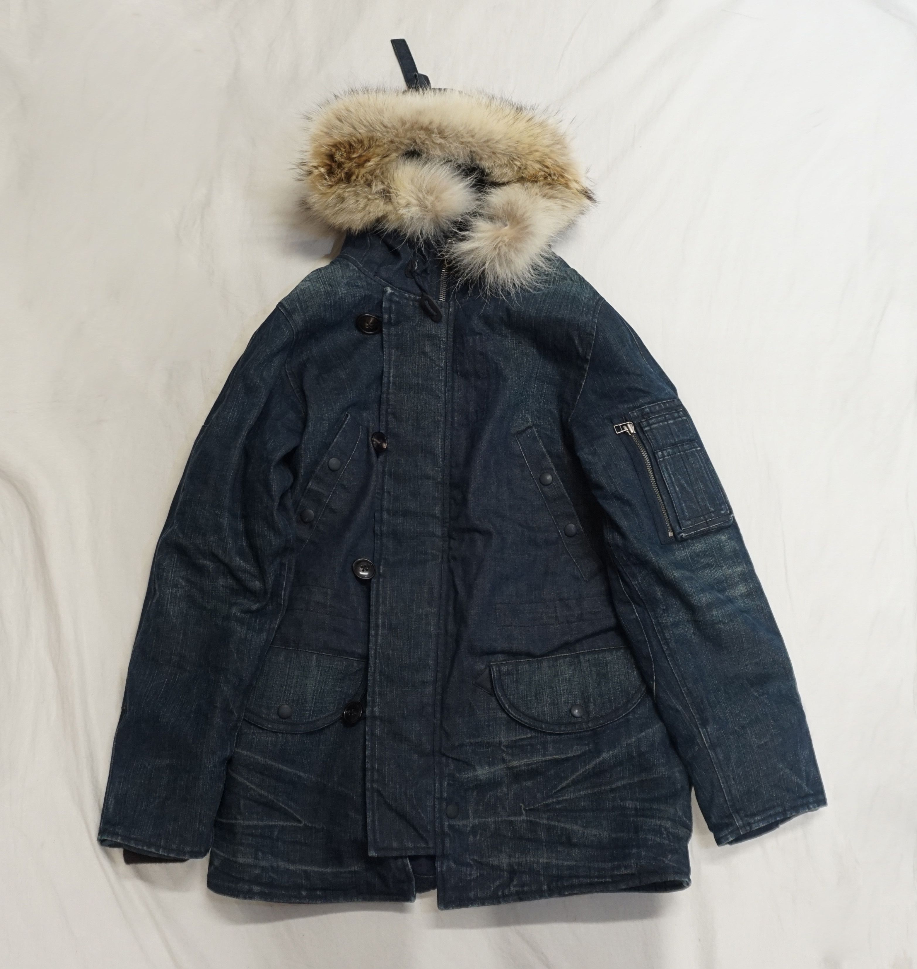 RRL Ralph Lauren 00's Polo RRL Ralph Lauren Real Fur Denim Coat Size US S / EU 44-46 / 1 - 1 Thumbnail