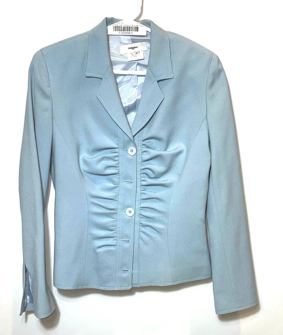 Vertigo Blue Blazer And Skirt 2-Piece Suit