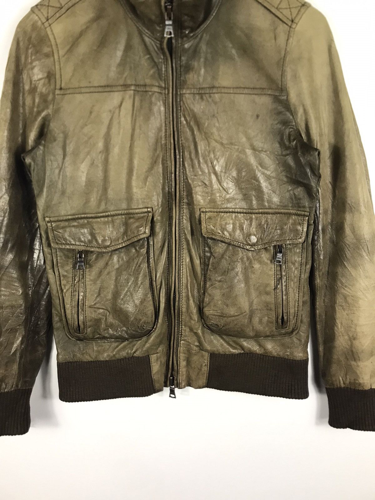 Ships Jet Blue ⚡️Vintage Ships Jet Blue Distressed Leather Jacket Size US S / EU 44-46 / 1 - 6 Thumbnail