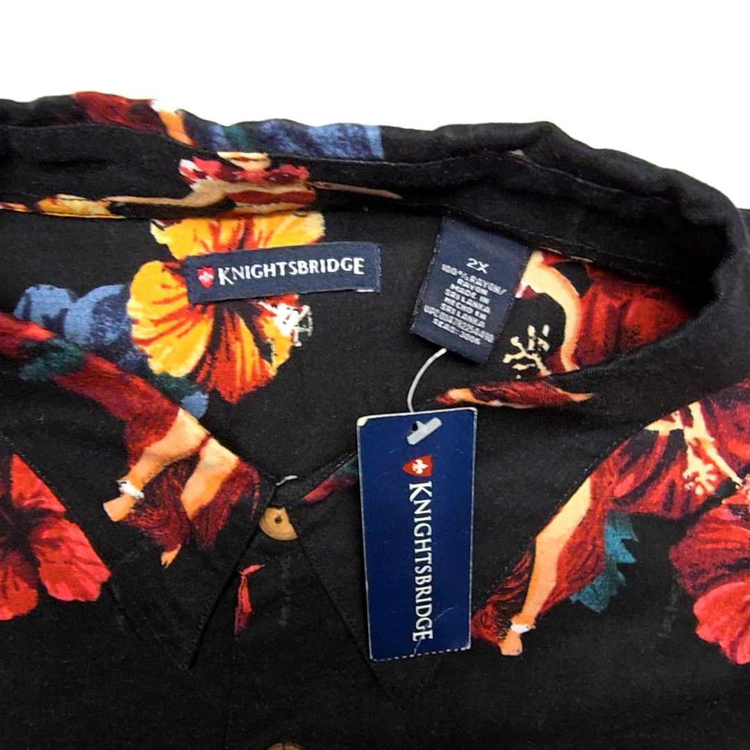 Other Knightsbridge Hawaiian Shirt Hula Girl Floral Black 2X Shirt Size US XXL / EU 58 / 5 - 5 Thumbnail