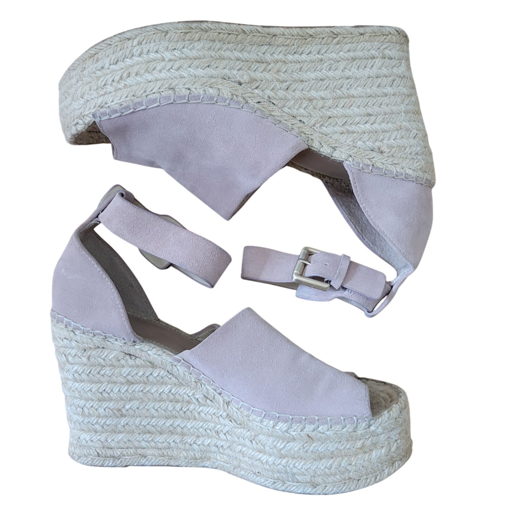 Marc Fisher Marc Fisher 9.5 Suede Leather Espadrille Platform Wedge Sand Size US 9.5 / IT 39.5 - 9 Thumbnail