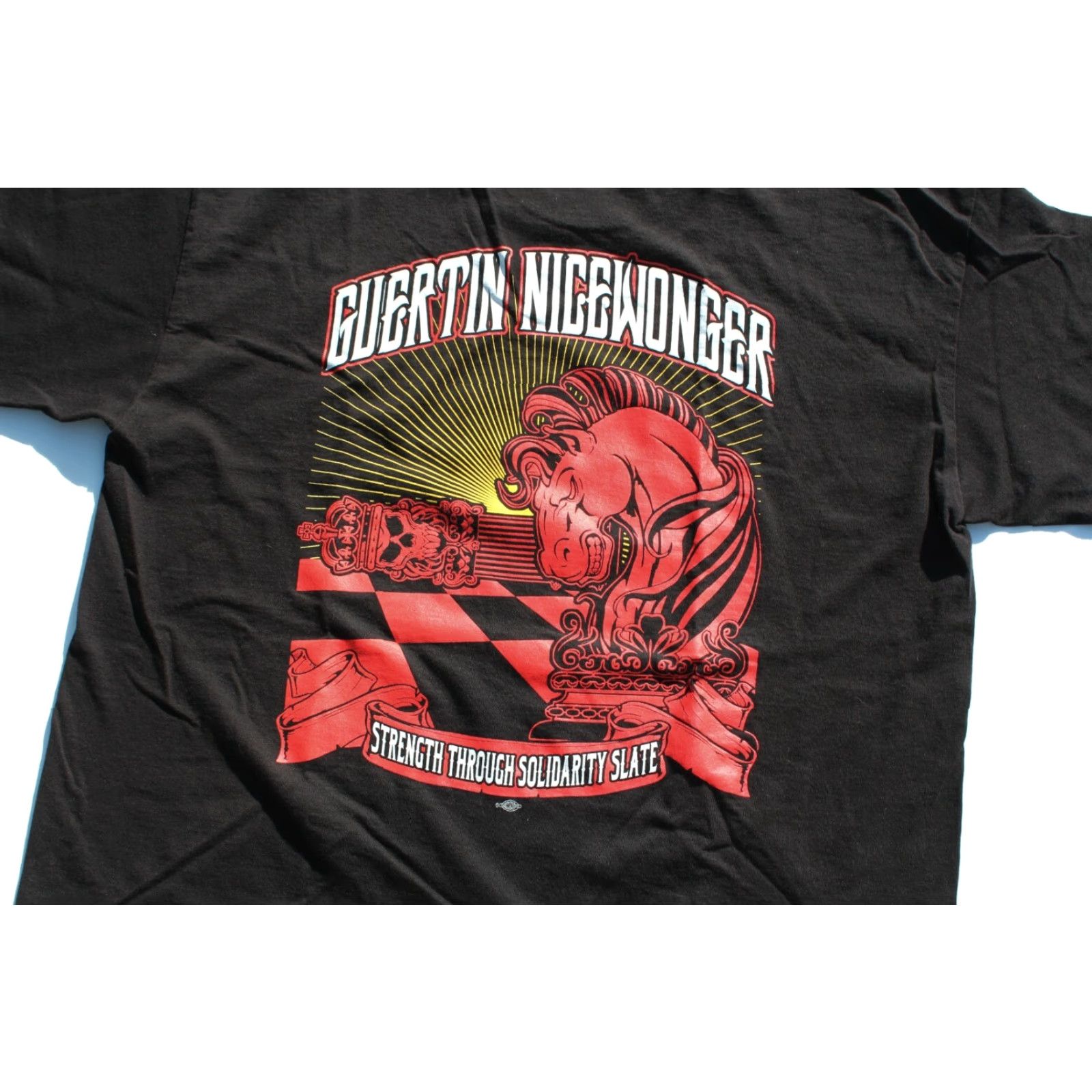 Vintage VINTAGE Teamsters T Shirt Black XL Men Short Sleeve Crew Neck Solid Pattern Iron Horse Fist Knight Guertin Nicewonger Size US XL / EU 56 / 4 - 3 Thumbnail