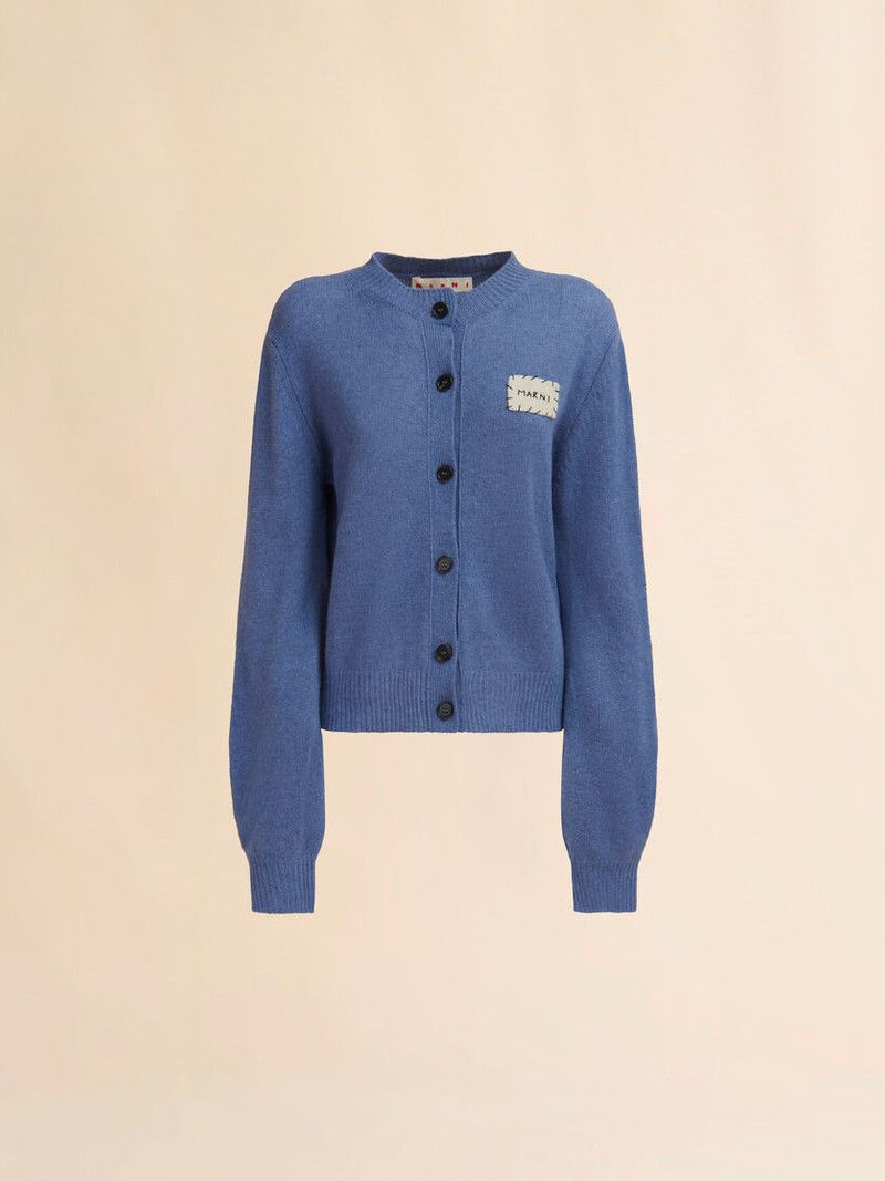 Marni o1f1d3z0326 Cropped Cardigan in Blue Size L / US 10 / IT 46 - 1 Thumbnail