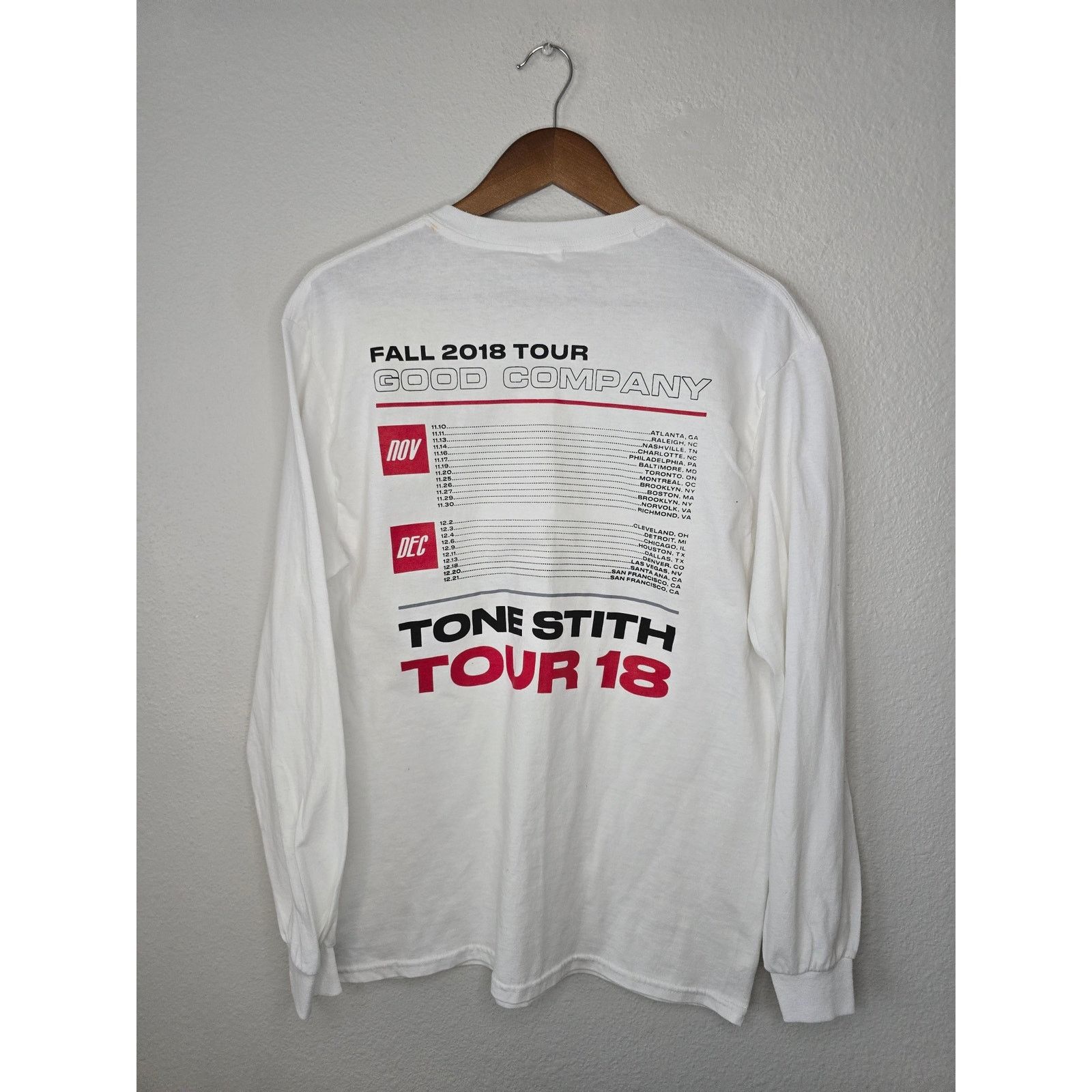 Gildan Good Company Tone Stith 2018 Tour Long Sleeve White M Tee Size US M / EU 48-50 / 2 - 6 Thumbnail
