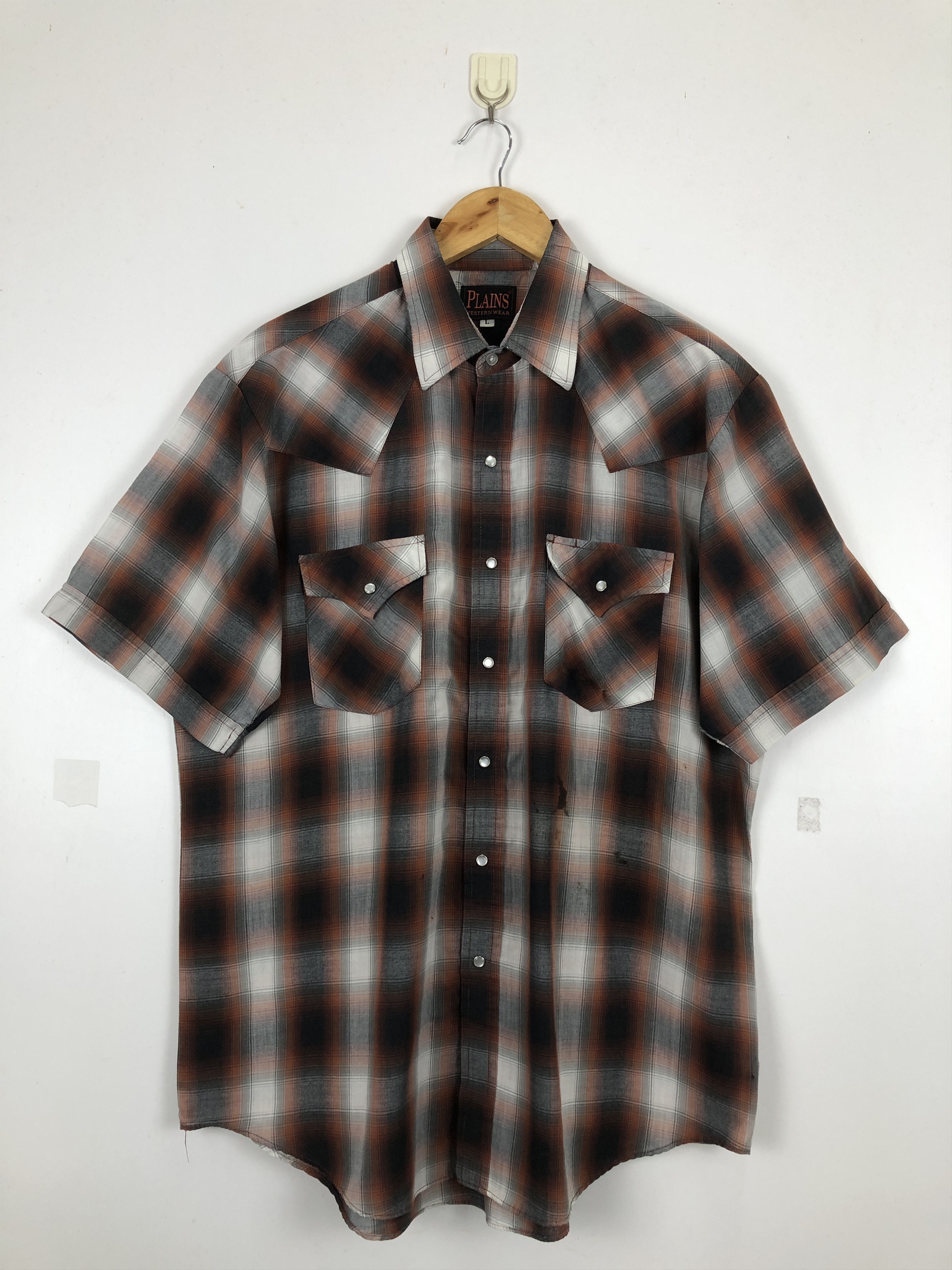 Japanese Brand × Vintage Vintage Japanese Brand Shadow Plaid Button Up Shirt TA0482 Size US L / EU 52-54 / 3 - 1 Thumbnail