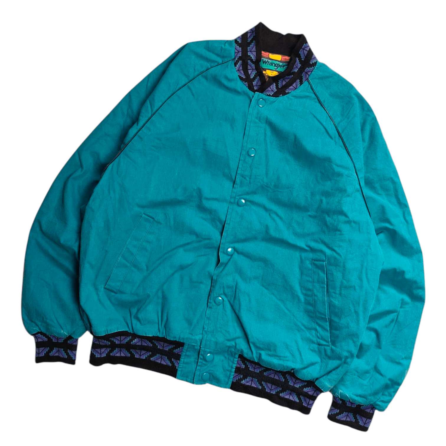 Vintage × Wrangler Vintage 90s Wrangler Brushpopper Aztec Canvas Bomber Jacket Size US M / EU 48-50 / 2 - 2 Thumbnail