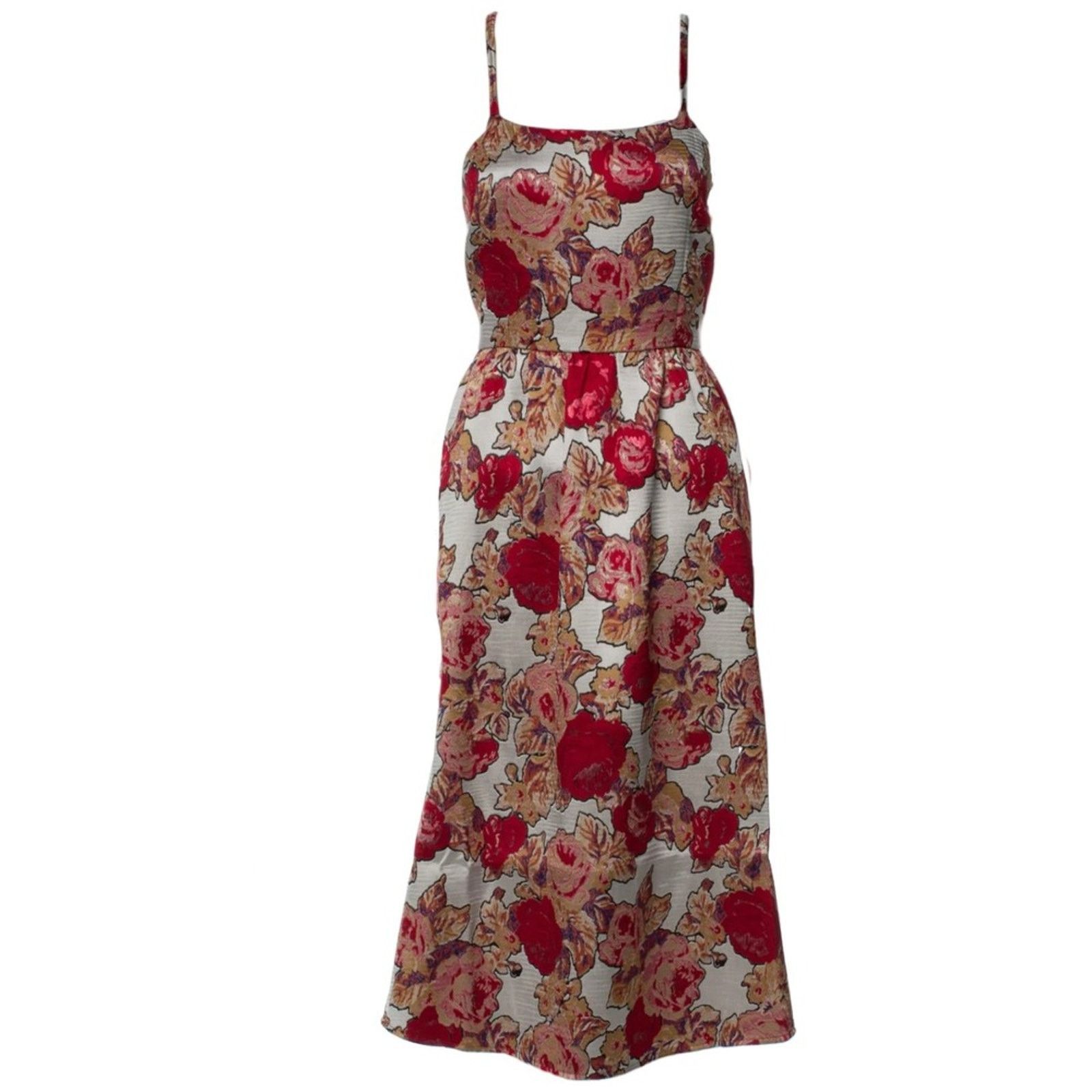 image of Rachel Antonoff Floral Print Midi Length Dress, S in Red, Women's (Size Small)