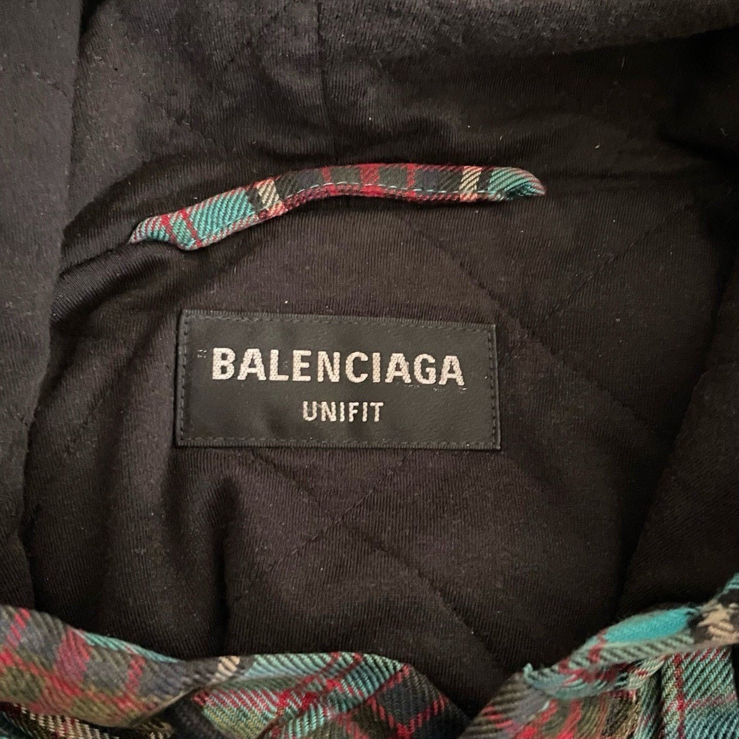 Balenciaga Balenciaga Gradient Plaid Hooded Drawstring Shirt Size US XS / EU 42 / 0 - 3 Thumbnail