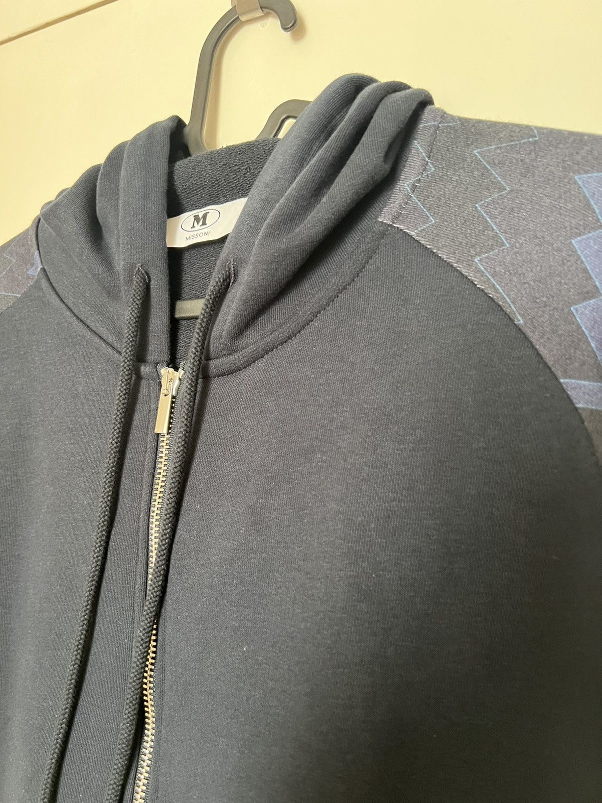 Missoni Missoni Men's Zig Zag Pattern Zip Hoodie Navy Blue X-Large Size US XL / EU 56 / 4 - 16 Thumbnail