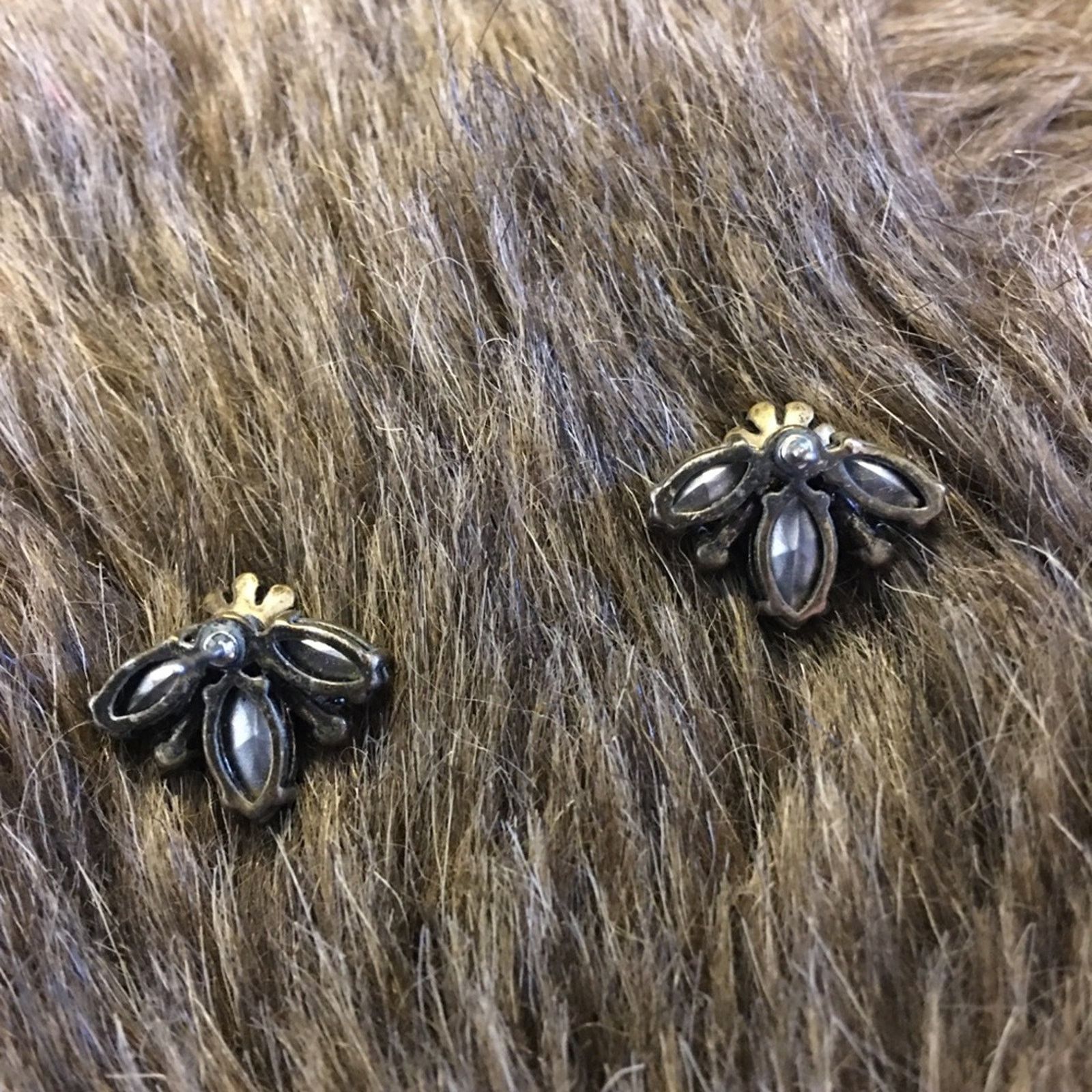 Vintage Vintage faceted blue glass stone pierced earrings Size ONE SIZE - 4 Thumbnail