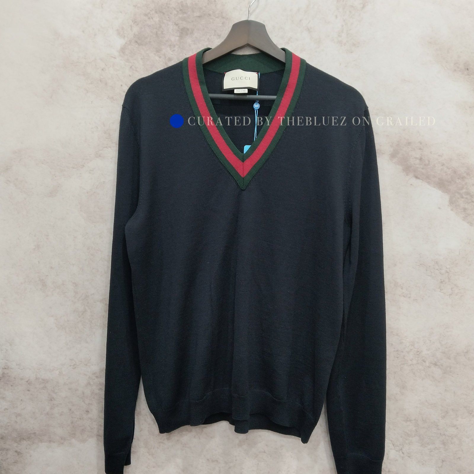 Gucci Black V-Neck Wool Sweater Size US L / EU 52-54 / 3 - 1 Thumbnail