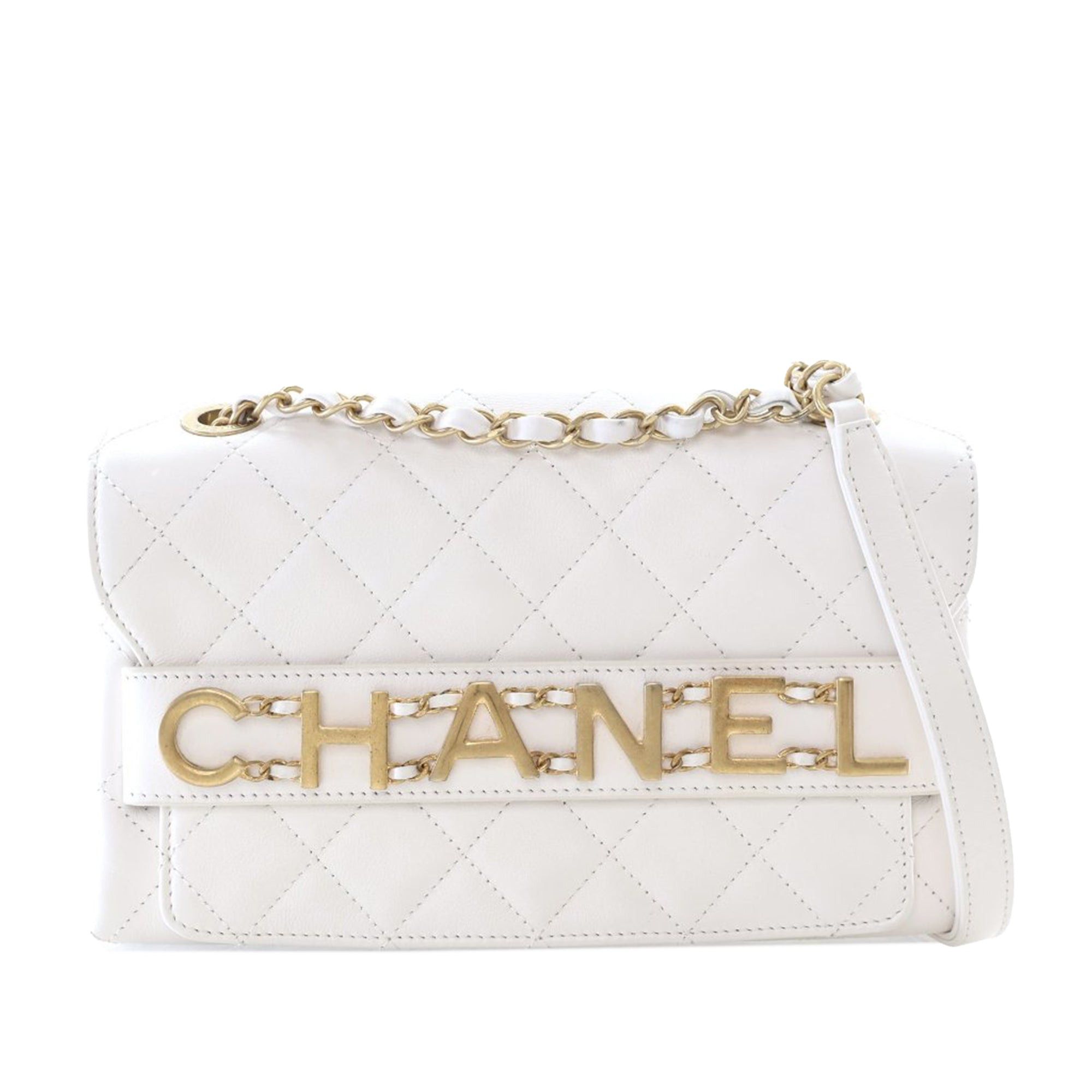 Chanel Medium Quilted Calfskin Logo Enchained Flap Size ONE SIZE - 1 Thumbnail