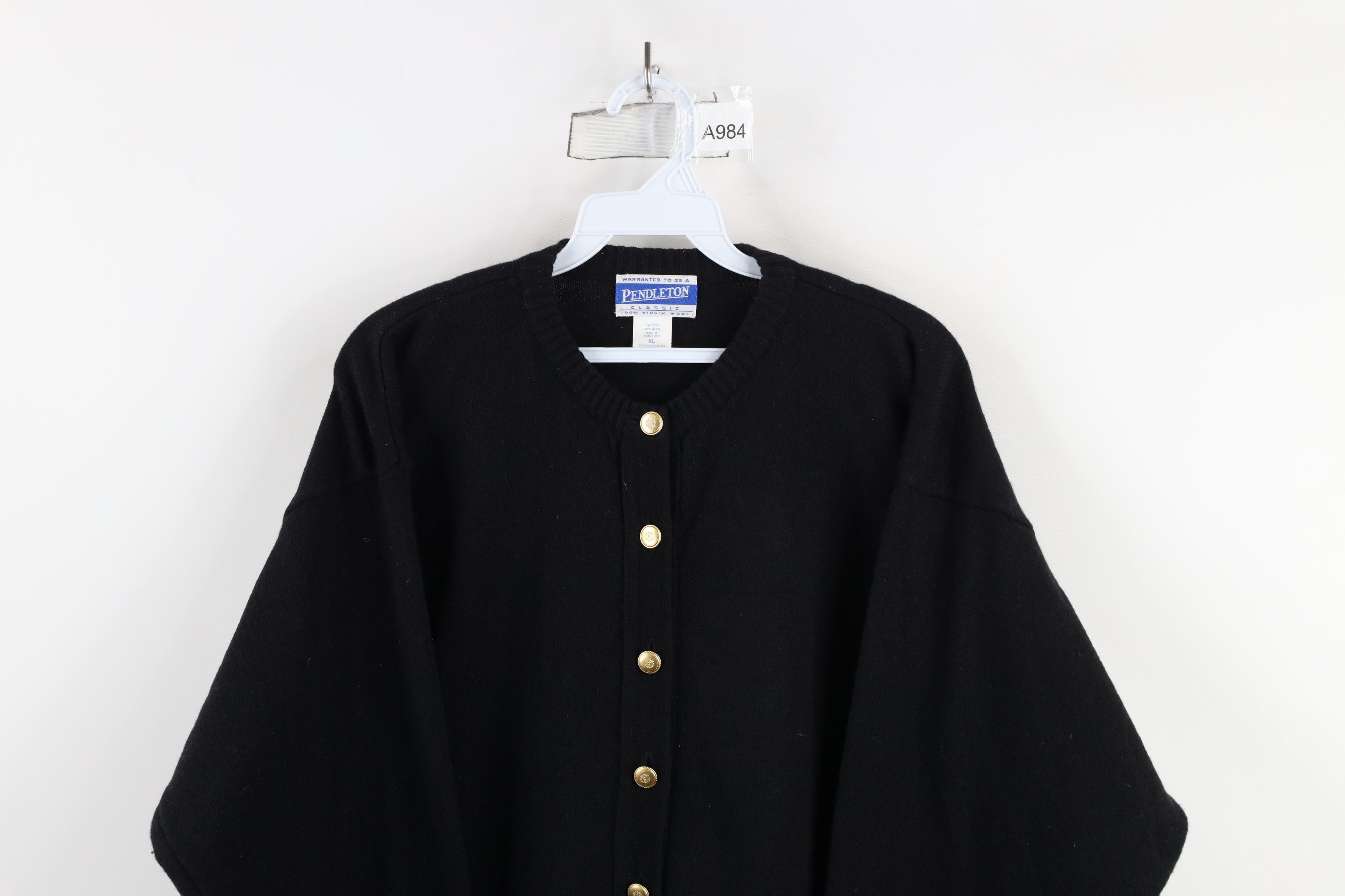 Pendleton × Vintage Vintage 90s Pendleton Knit Button Cardigan Sweater Black Size XL / US 12-14 / IT 48-50 - 2 Thumbnail