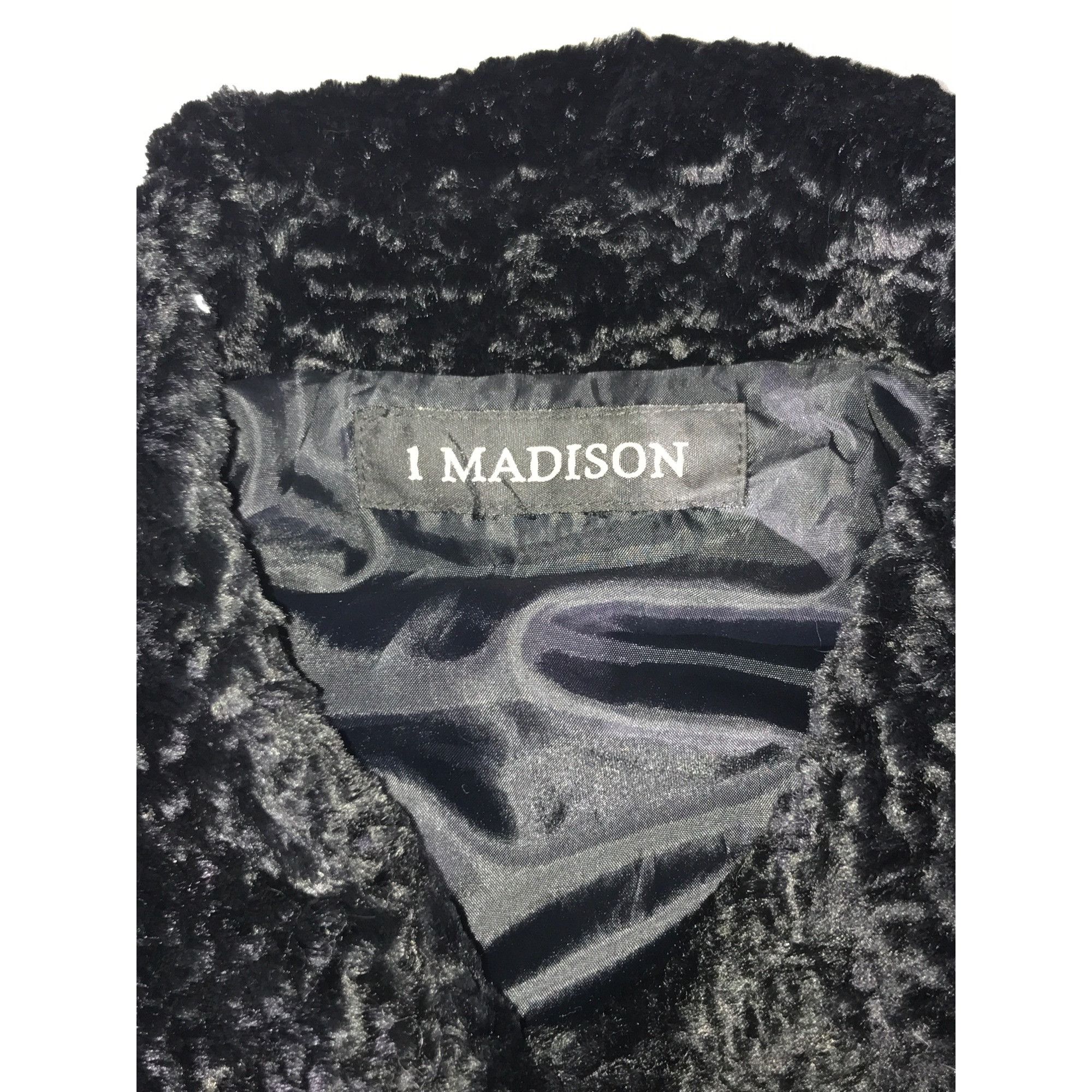 Vintage 1Madison Women's Black Persian Lamb Faux Fur Jacket Coat Size S / US 4 / IT 40 - 3 Thumbnail