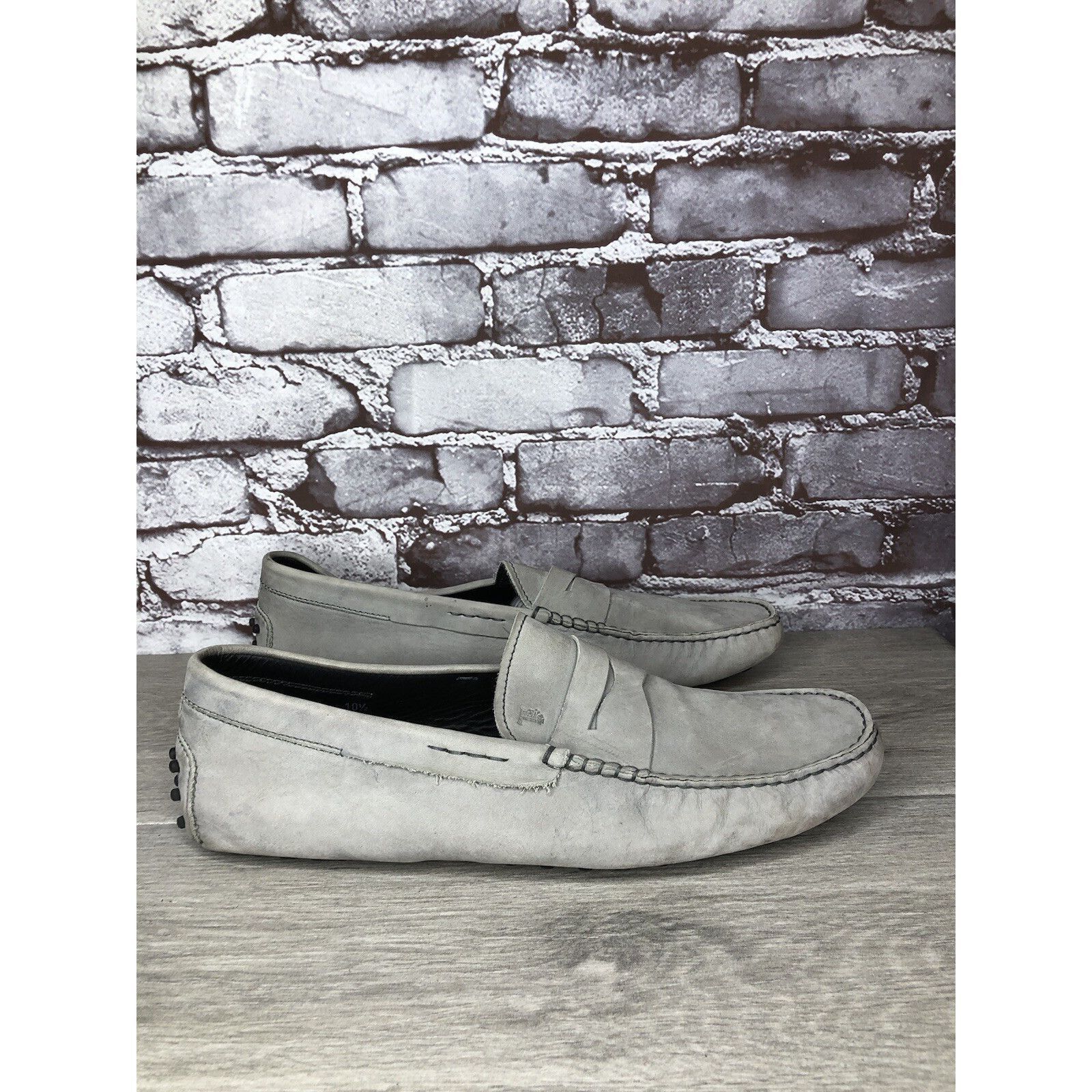 Tod's Tods Gray Suede Leather Penny Gommino Driving Loafers Shoes Size US 10.5 / EU 43-44 - 17 Thumbnail