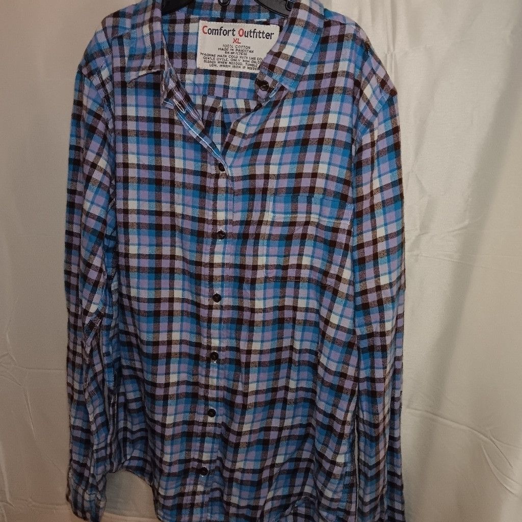 Comfort Colors Comfort Outfitters, ladies Flannel shirt, Size XL,euc Size XL / US 12-14 / IT 48-50 - 1 Thumbnail