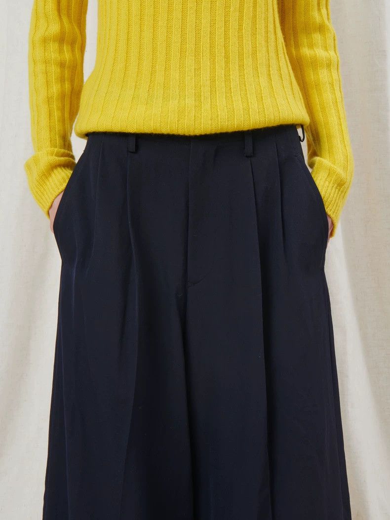 Y's Y's size os Navy Blue Pleated Rolled Wide-Leg Pants Size 24" / US 00 / IT 34 - 6 Thumbnail