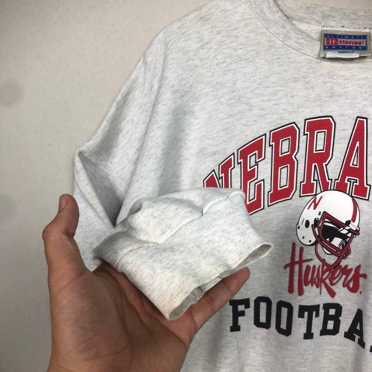 NFL × Vintage Vintage 90s Nebraska Huskers Football Crew-neck Size US XL / EU 56 / 4 - 4 Thumbnail