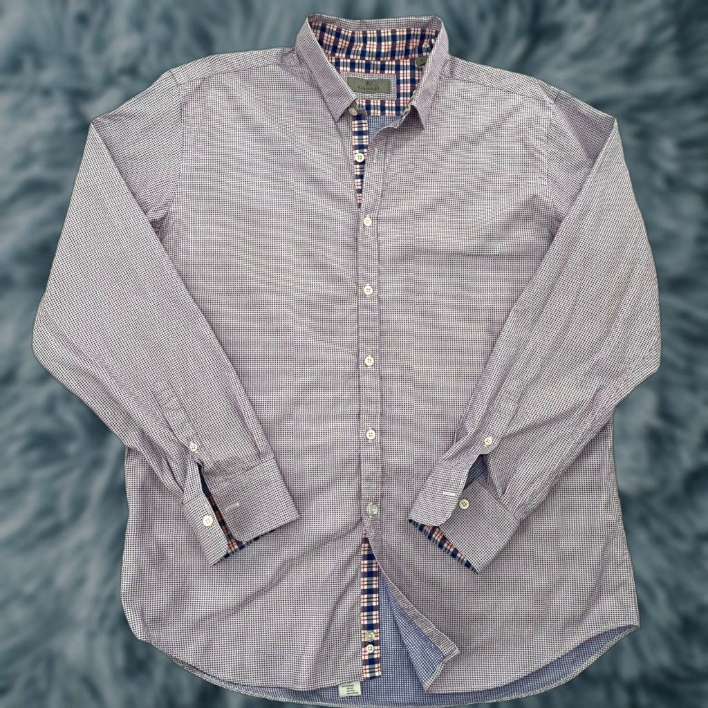 Canali VINTAGE Canali Dress Shirt Adult XL Red Blue Argyle Button Up Long Sleeve Made in Italy Mens Size US XL / EU 56 / 4 - 1 Thumbnail