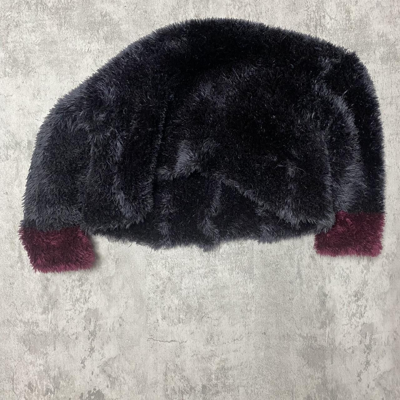 Other Black and burgundy faux fur cardigan #fauxfur #cardigan Size ONE SIZE - 3 Thumbnail