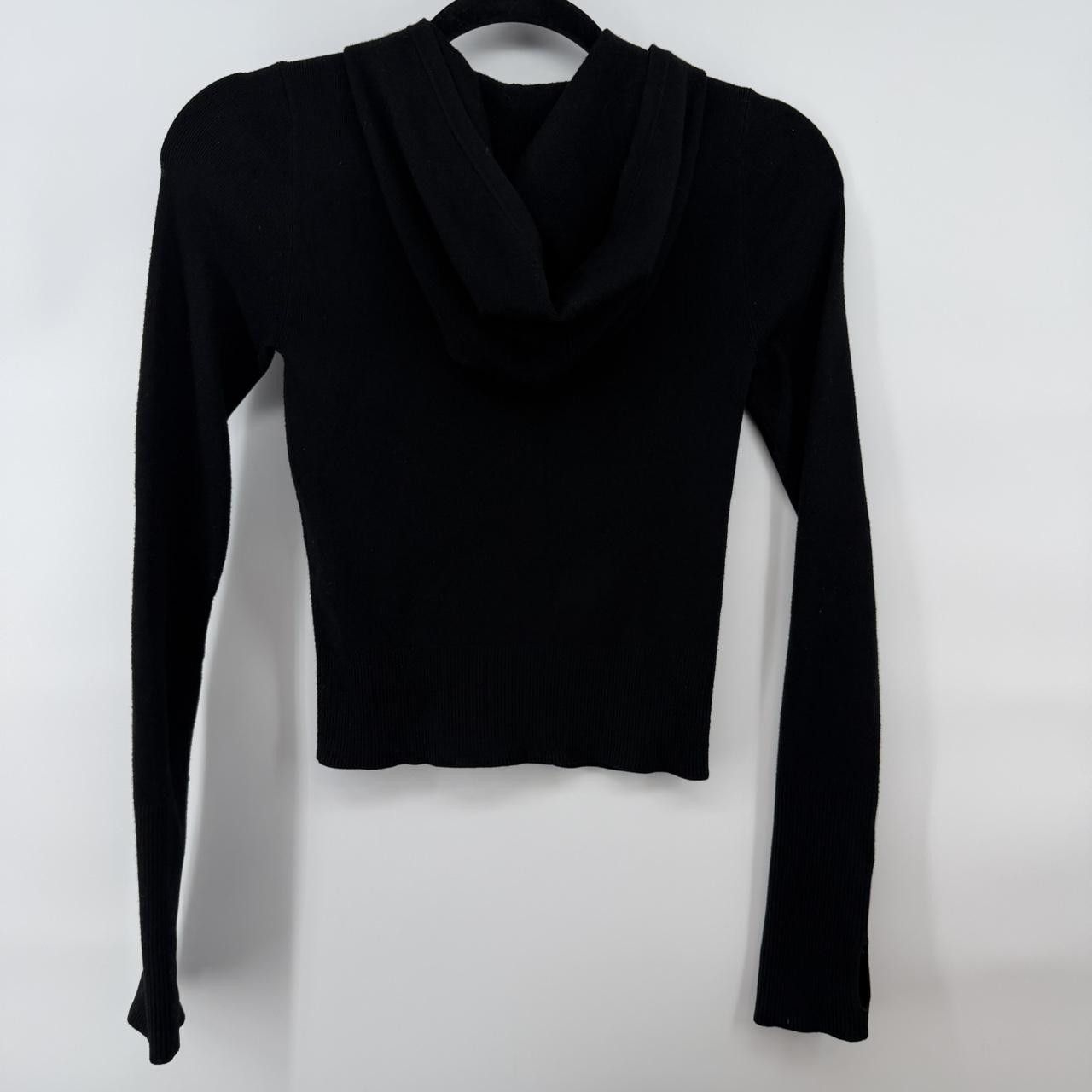 Other Sunday Best Black Ribbed Zip Up Hoodie Cropped Cardigan Size S / US 4 / IT 40 - 8 Thumbnail