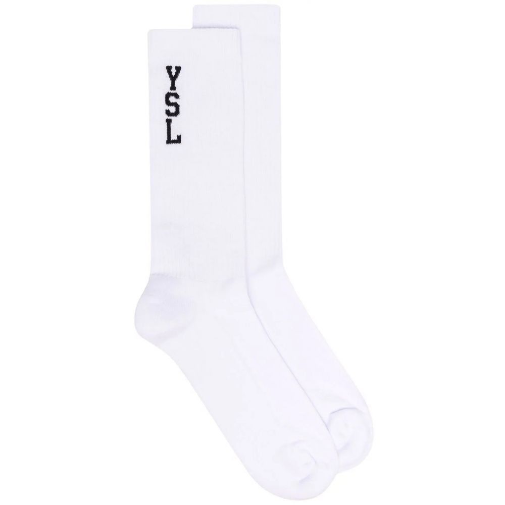 Saint Laurent Paris o1b1hav110425 667500 Size: 43 / Jacquard Socks Cotton White Size ONE SIZE - 1 Thumbnail