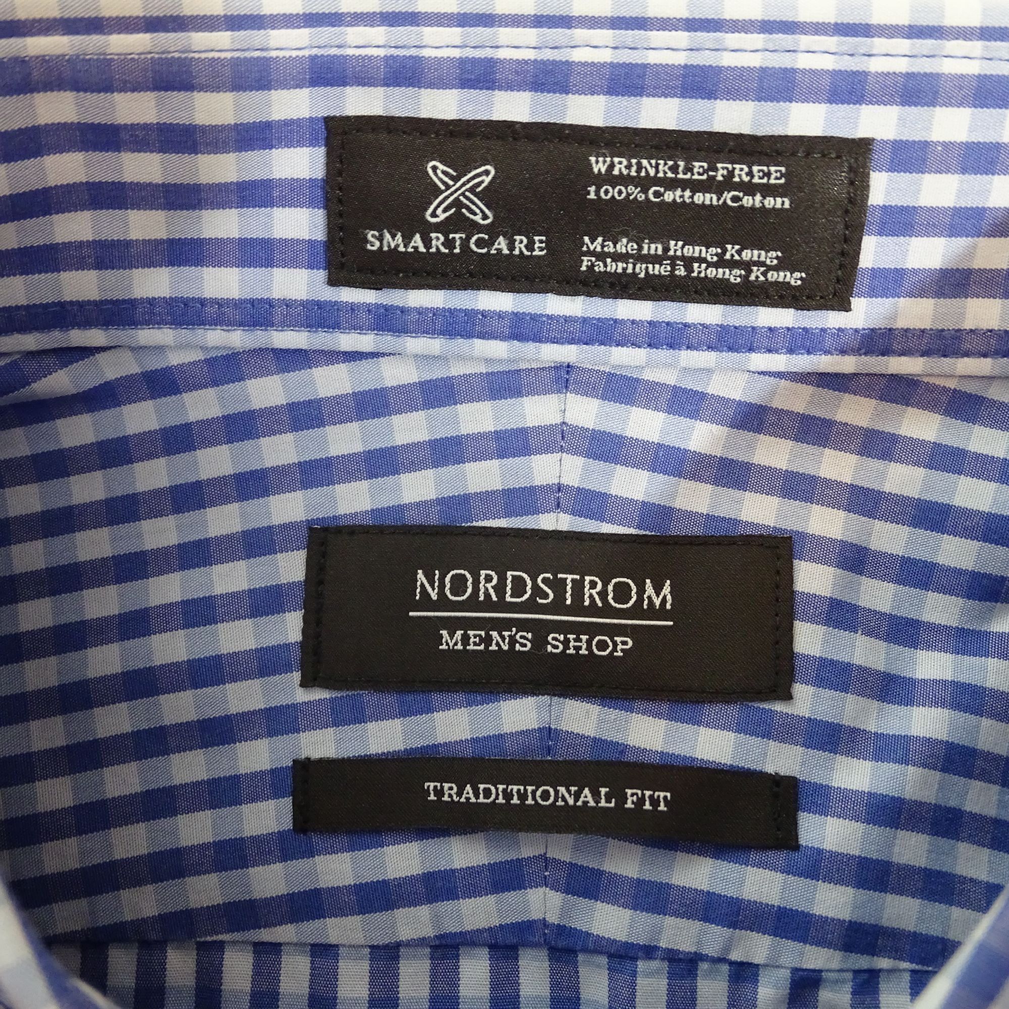 Nordstrom Nordstrom Dress Shirt Blue Plaid Wrinkle Free Size 17.5 Size US XL / EU 56 / 4 - 6 Thumbnail