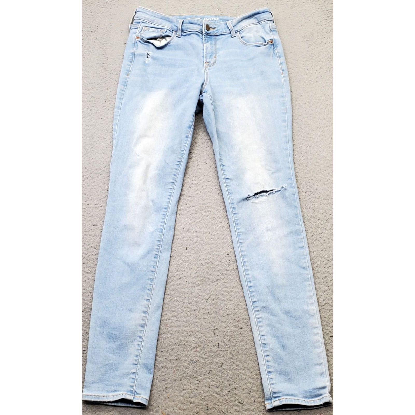 Old Navy Old Navy Rockstar Jeans Womens Size 6 Blue Denim Mid Rise Skinny Fit Ripped Light Wash Jeans Size 28" / US 6 / IT 42 - 2 Thumbnail